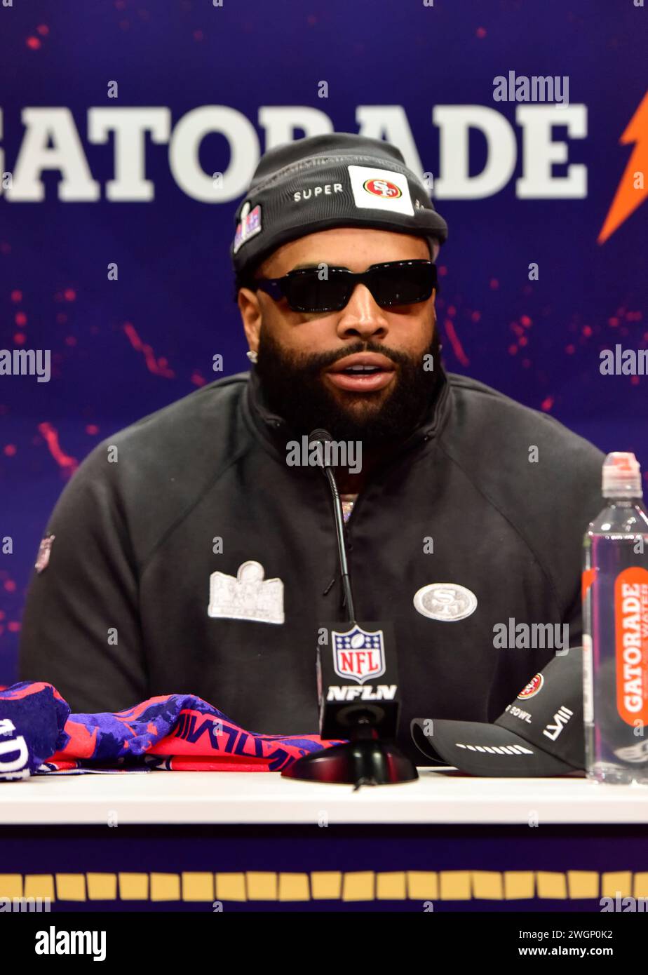 Las Vegas, Nevada, USA, 5. Februar 2024 - Trent Williams von den San Francisco 49ers beim NFL Super Bowl LVIII Opening Night im Allegiant Stadium in Las Vegas, Nevada, USA. Quelle: Ken Howard/Alamy Live News Stockfoto