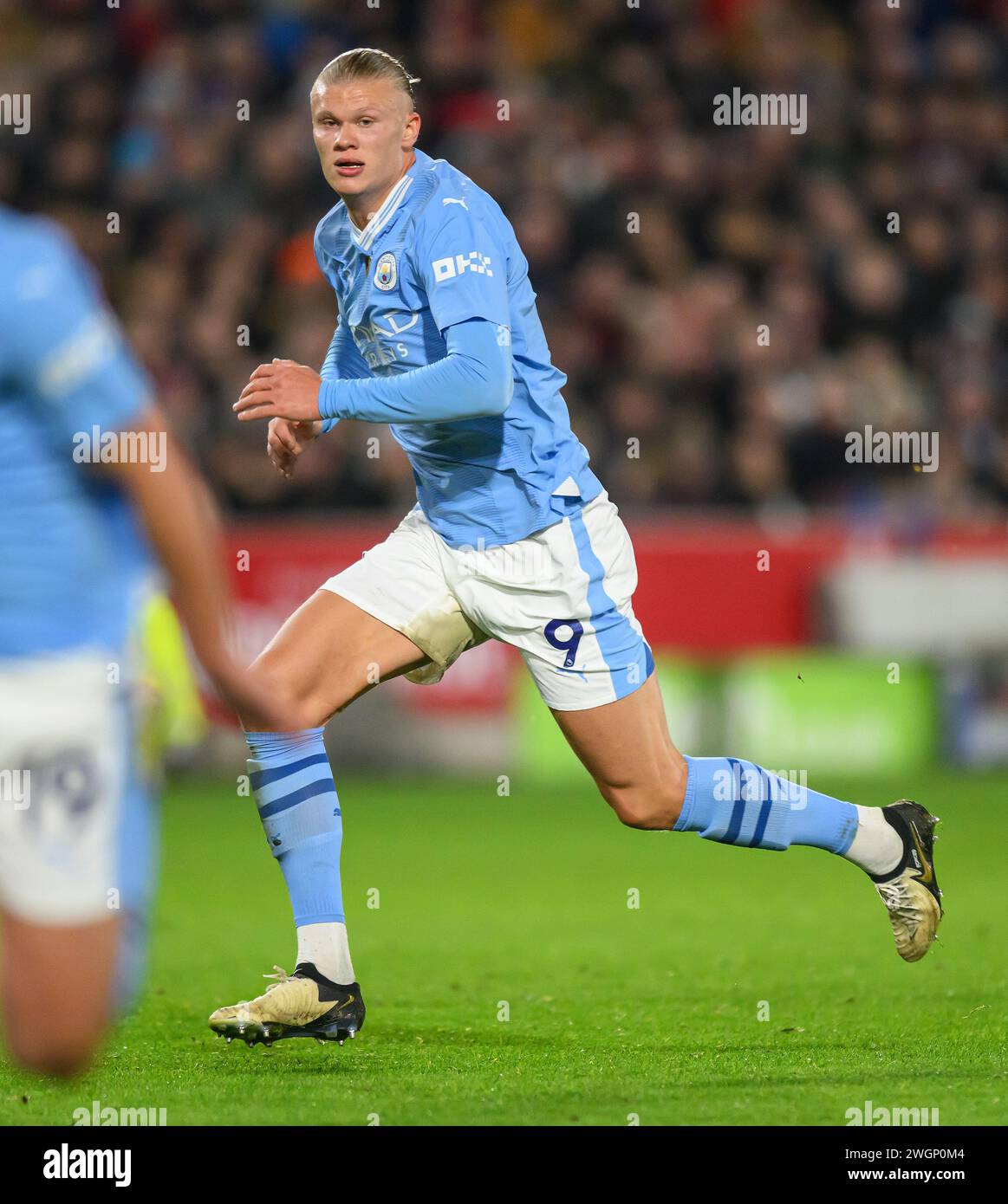 Februar 2024 - Brentford gegen Manchester City - Premier League - Gtech Community Stadium. Erling Haaland in Manchester City in Aktion. Bild : Mark Pain / Alamy Live News Stockfoto