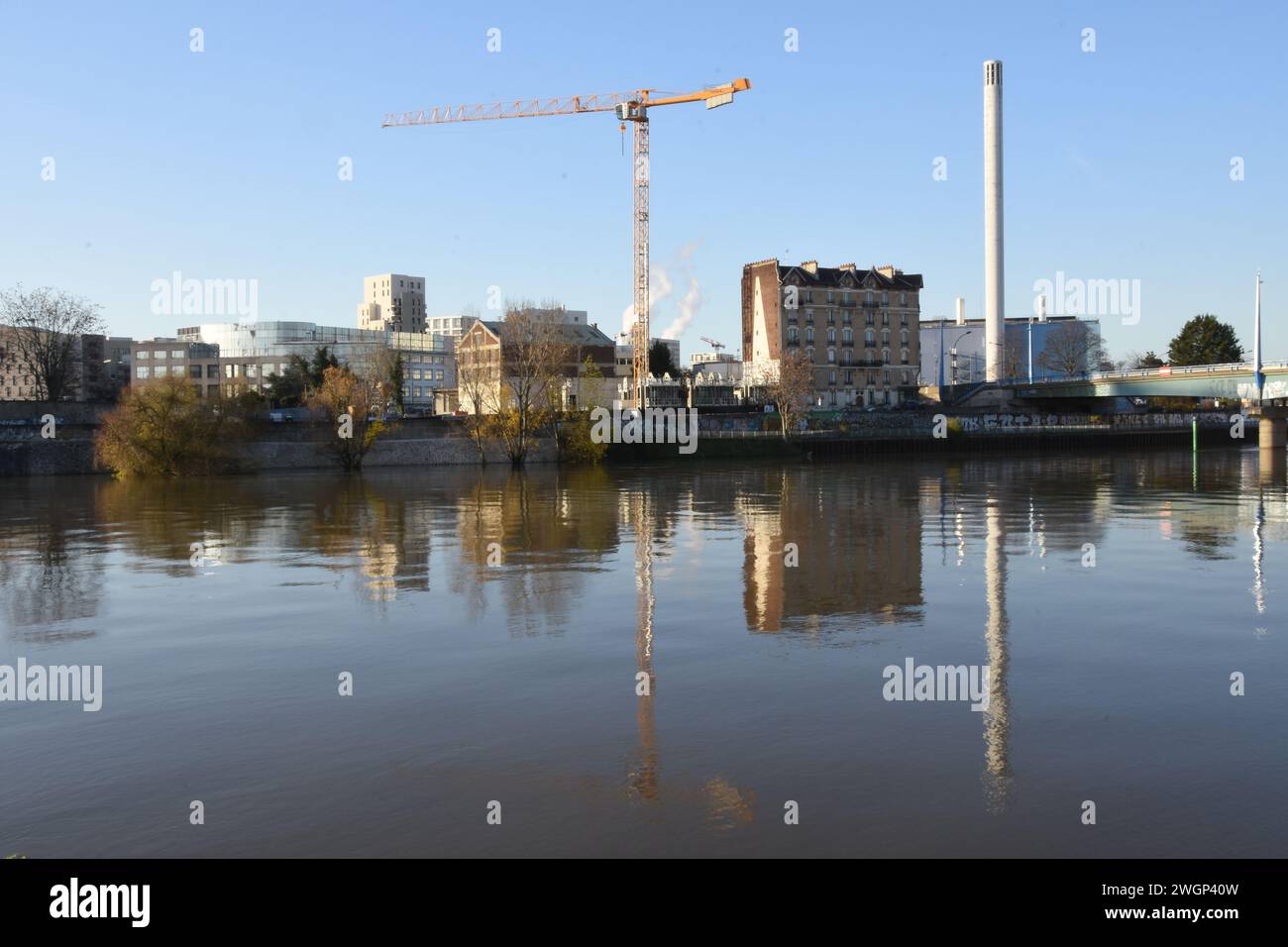 Architecture de Vitry sur seine au bord de la seine, Val de Marne, Frankreich Stockfoto