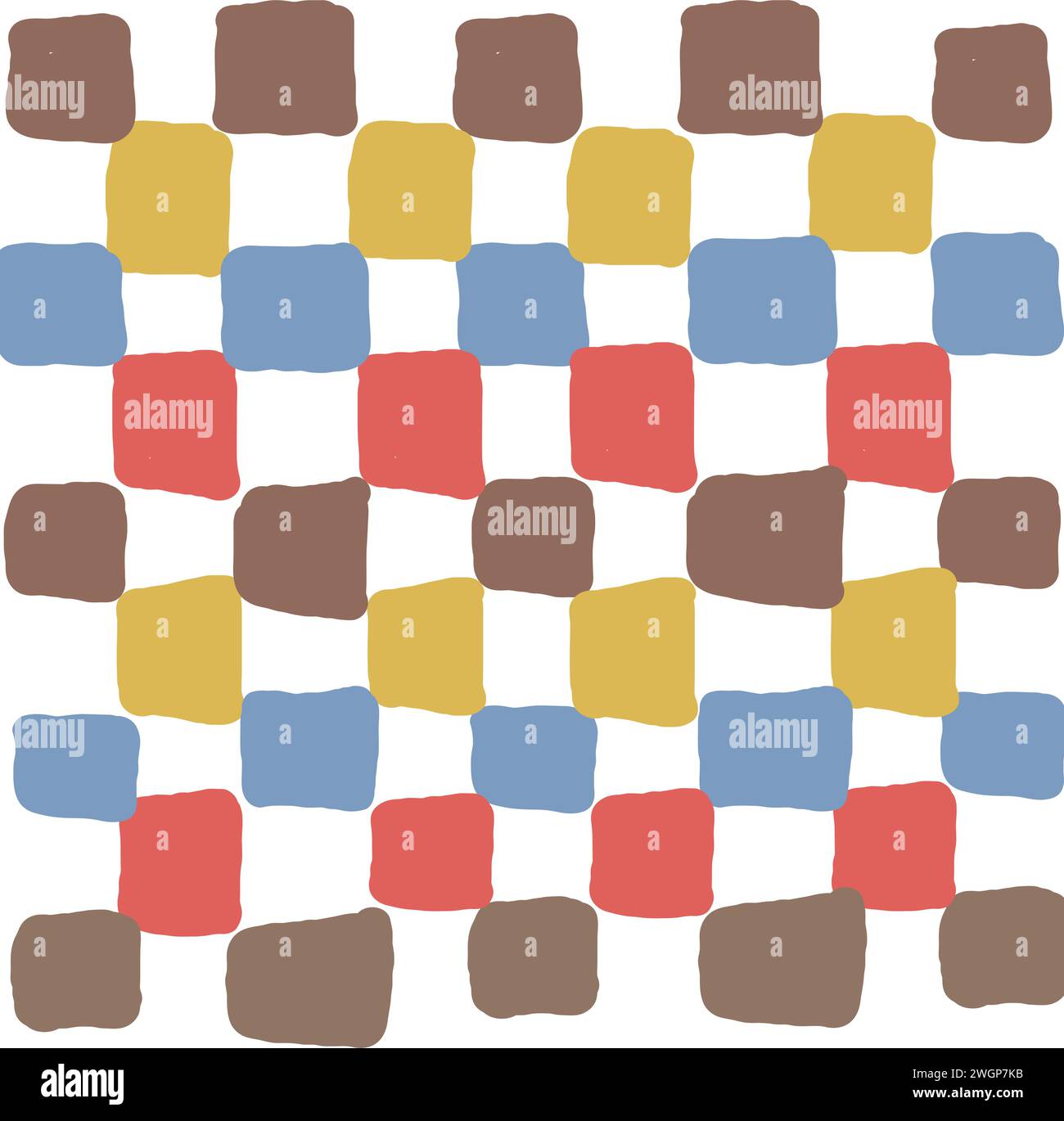 Retro-stumpfsinnige schmutzige Farben Queckprüfung Vektormuster. Hand gezeichneter geometrischer abstrakter, gestreifter Hintergrund Stock Vektor