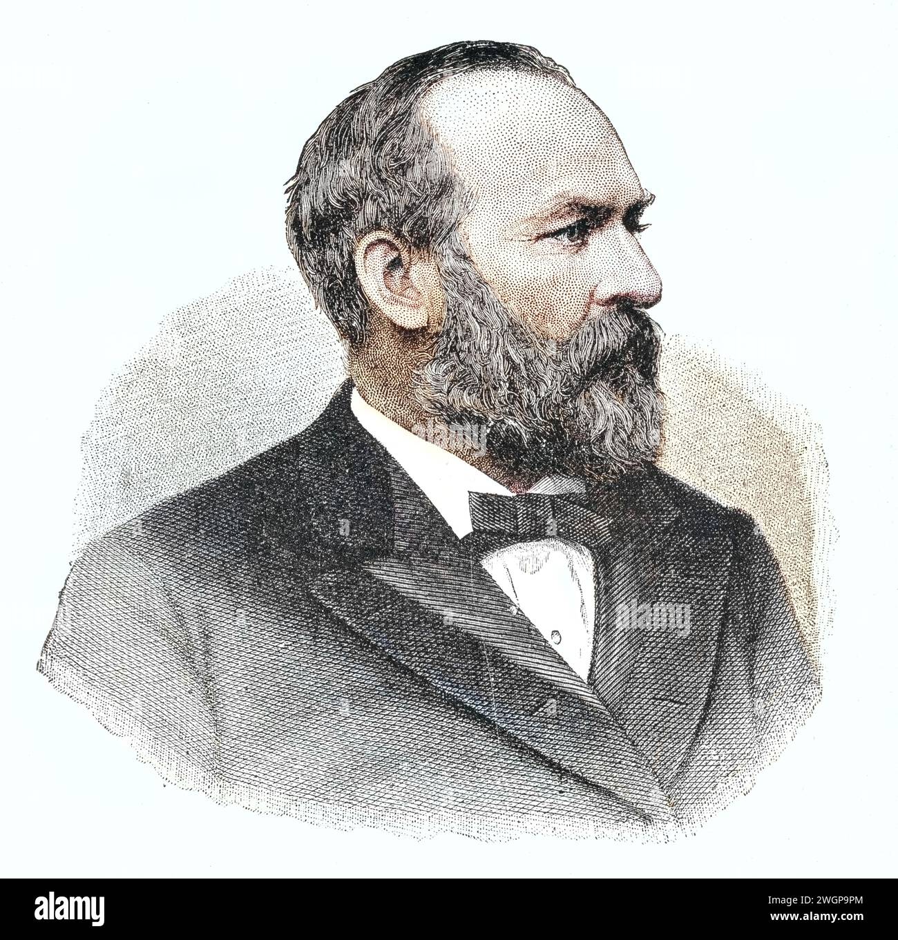 James Garfield Farbporträt US-Präsident USA 19. Jahrhundert Stockfoto