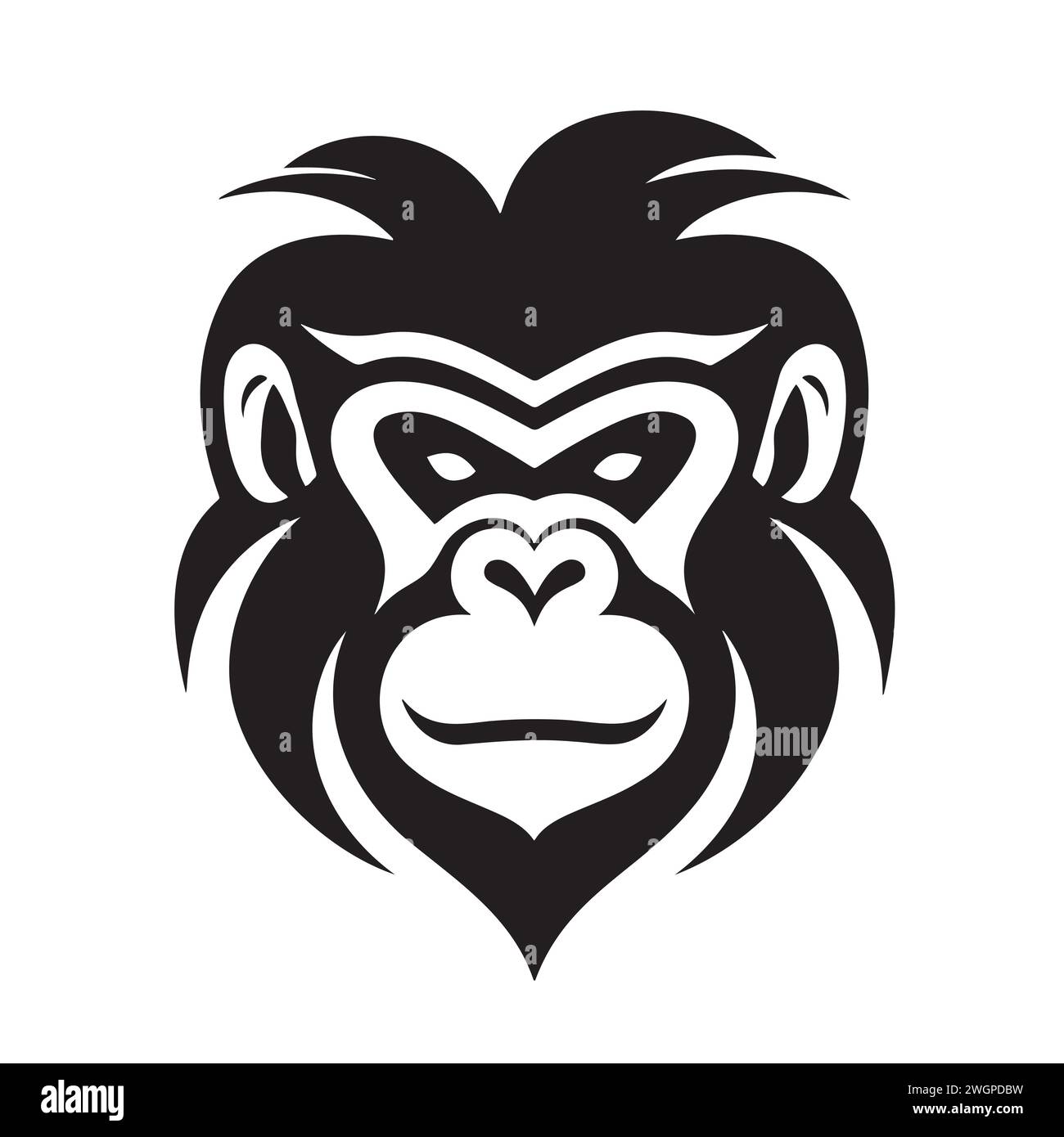 Schwarz-weißes Affenkopf-Logo und -Symbol, Clip-Art-Vektor Stock Vektor