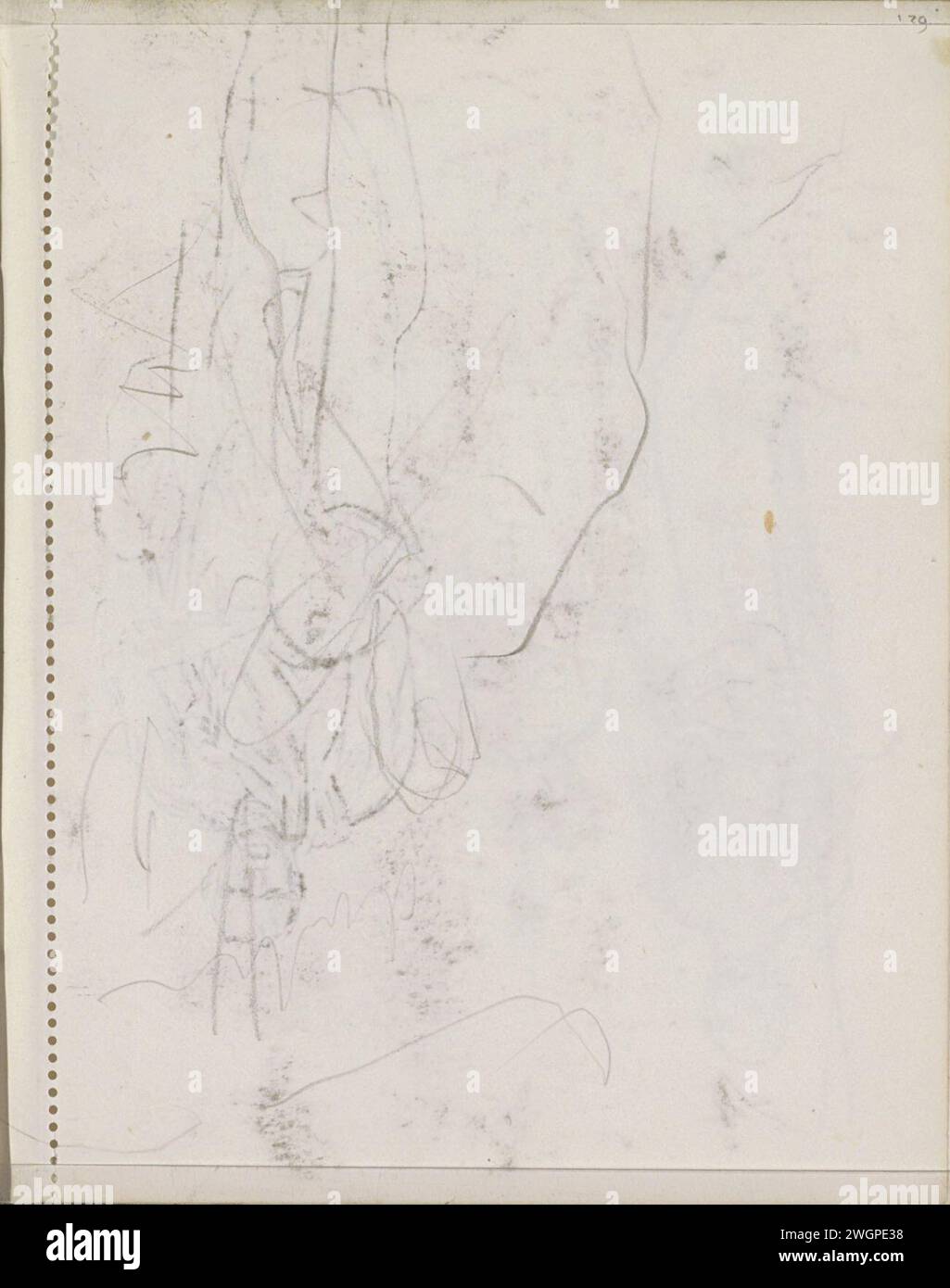 Studie, 1924 - 1925 Seite 129 aus einem Skizzenbuch mit 75 Blättern. Indien Papier. Kreide. Bleistift Stockfoto