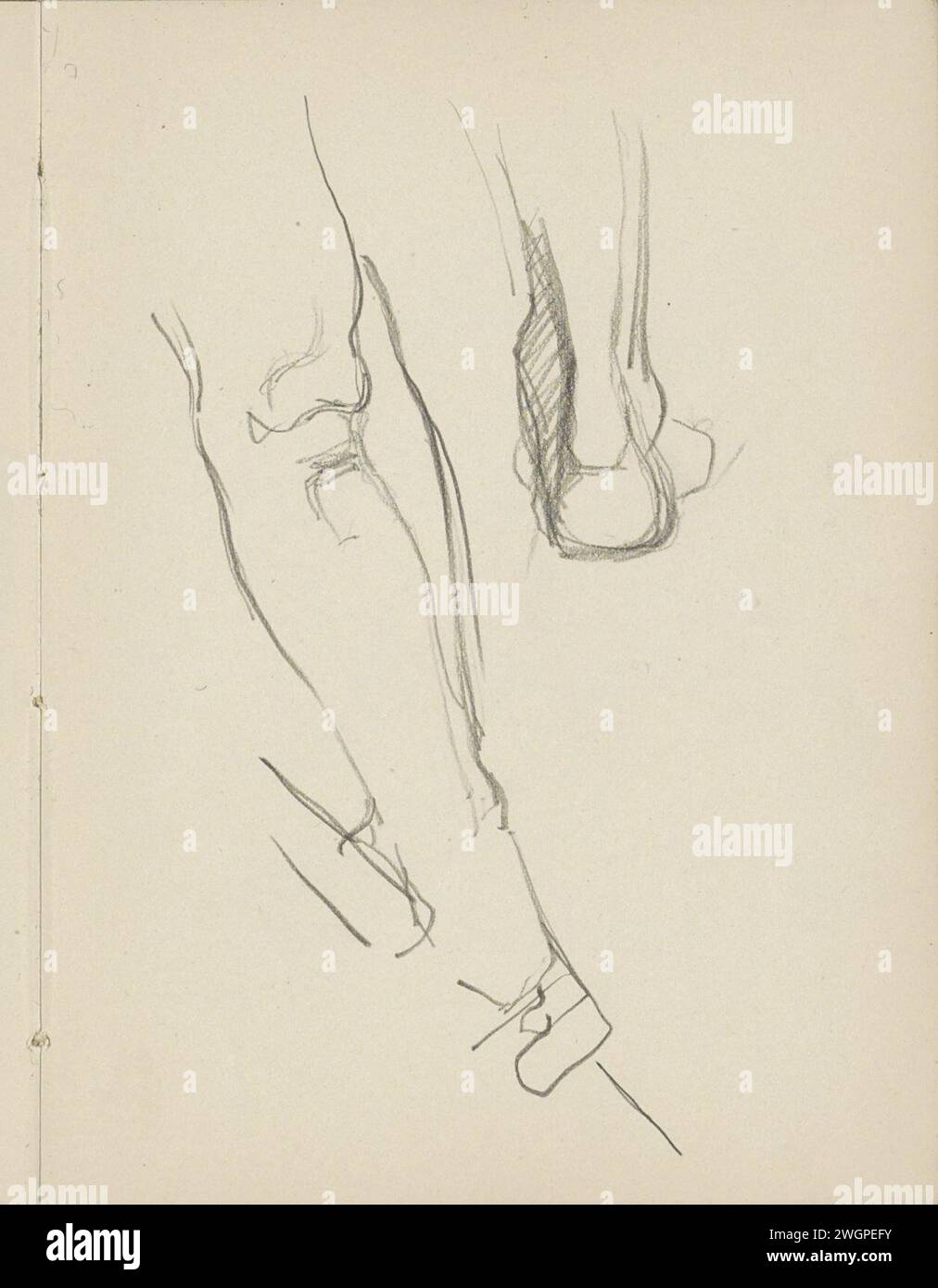 Bein und Fuß, 1906 - 1945 Seite 6 Recto aus einem Skizzenbuch mit 69 Blättern. Papier. Bleistift unteres Bein. Fuß Stockfoto