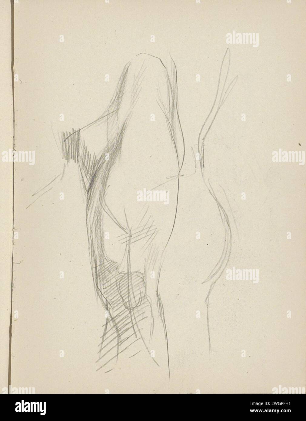 Oberschenkel und Rücken im Profil, 1906 - 1945 Seite 67 Recto aus einem Skizzenbuch mit 69 Blättern. Papier. Bleistift Oberschenkel. Zurück Stockfoto