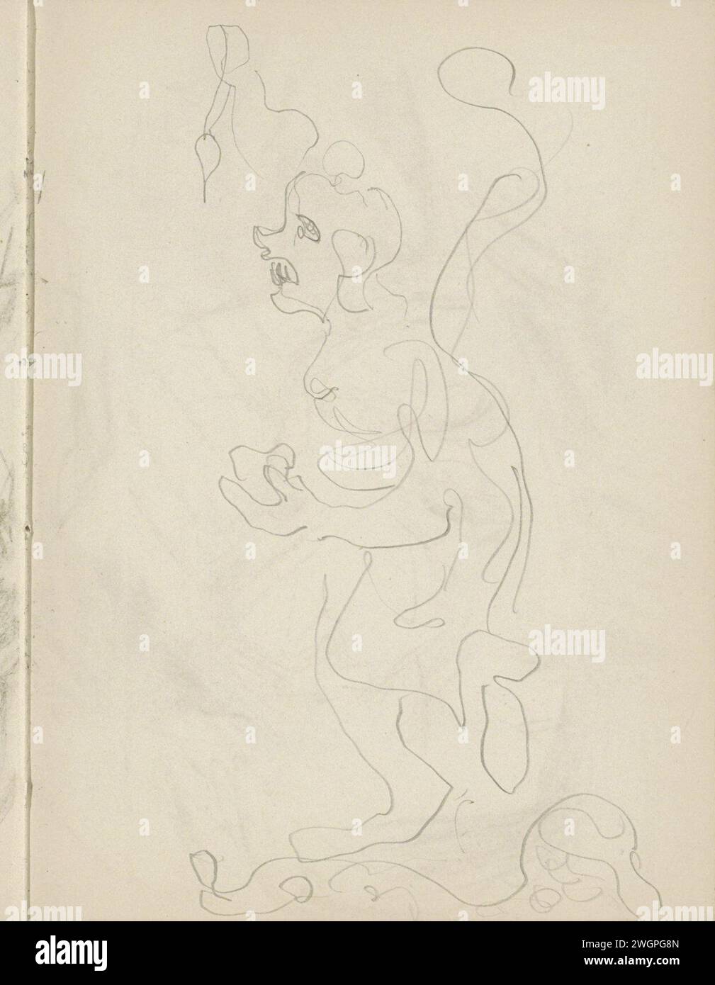 Fortlaufende Frau mit einem Objekt in der linken Hand, 1906 - 1945 Seite 26 Recto aus einem Skizzenbuch mit 69 Blättern. Papier. Bleistiftgang - AA - weibliche menschliche Figur. Etwas tragen Stockfoto