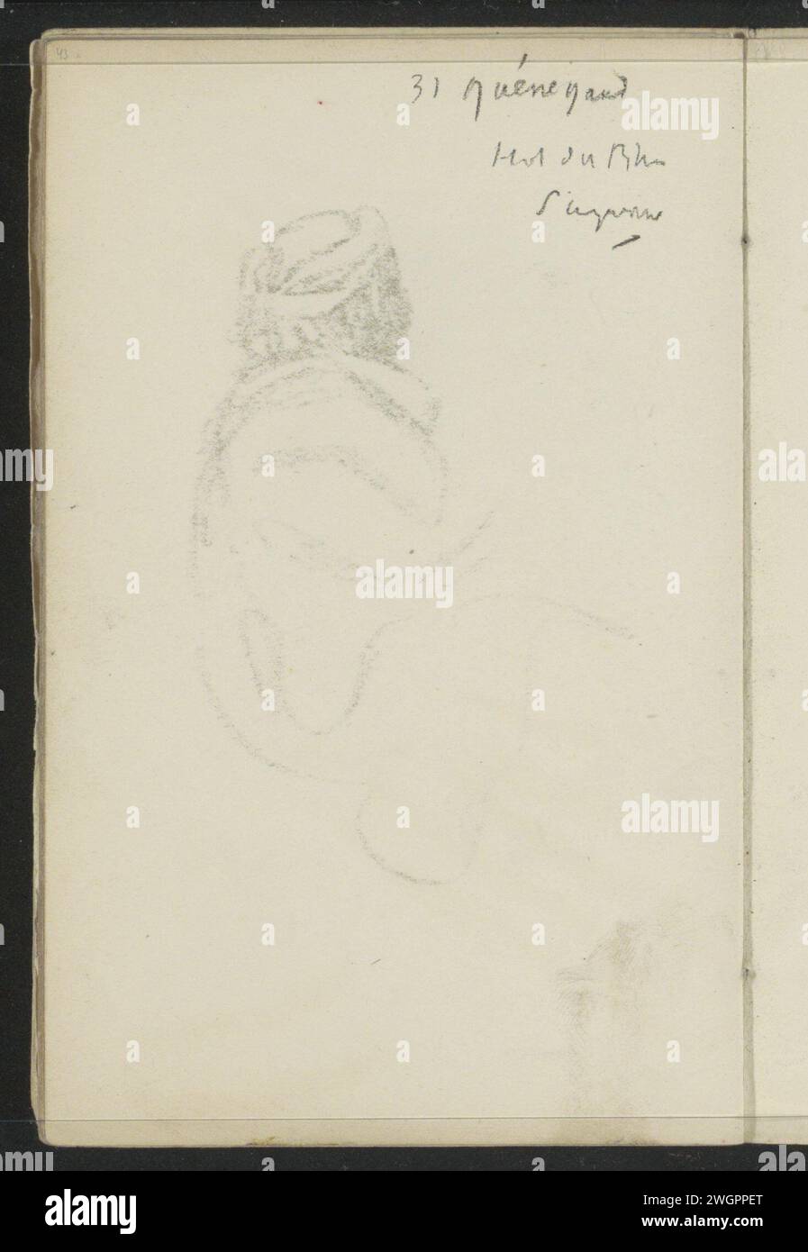 Anmerkungen, 1887 - 1934 Seite 43 aus Skizzenbuch XXXIX mit 51 Seiten. Paris Papier. Kreide Stockfoto