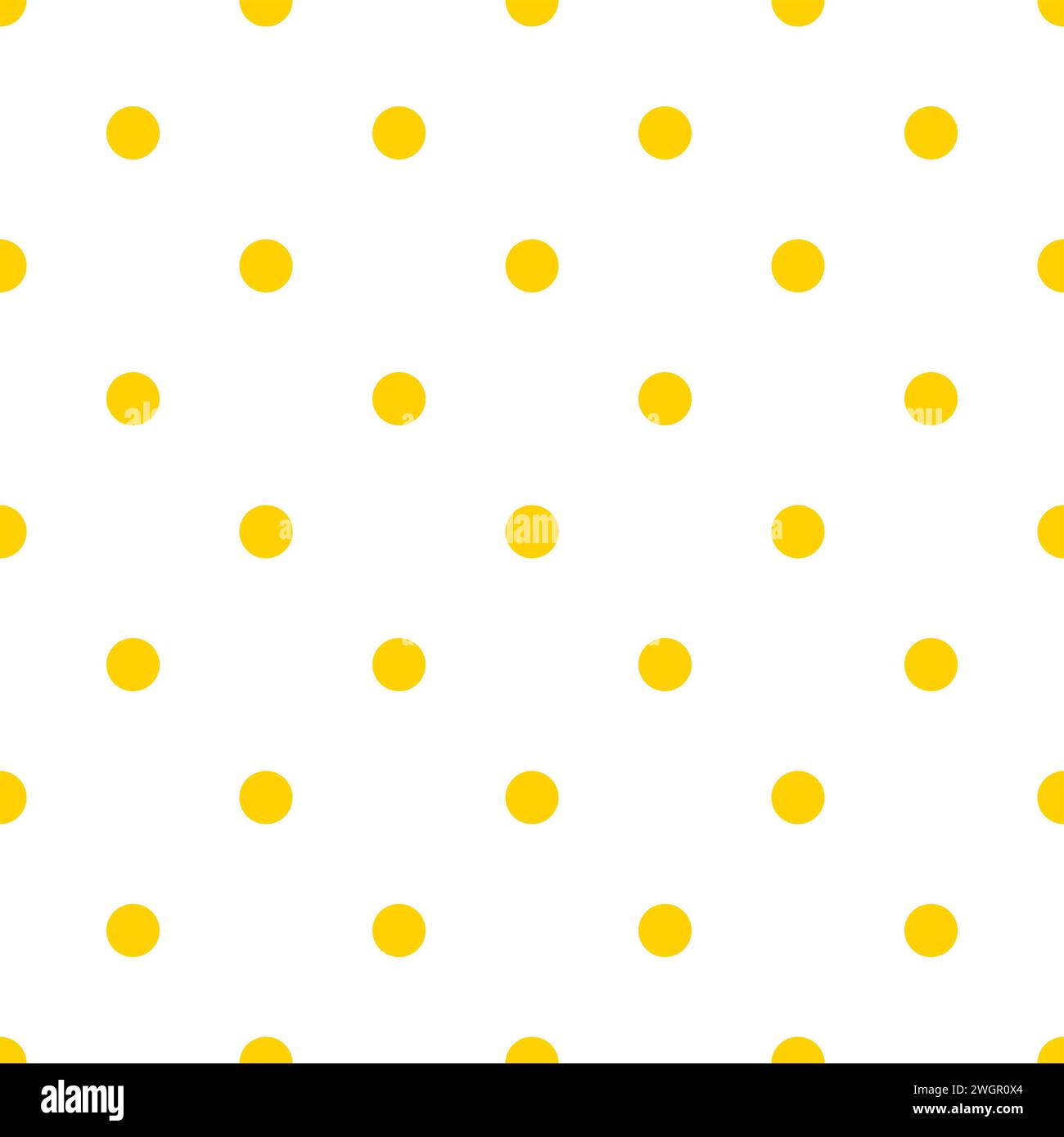 Gelbes, fröhliches, nahtloses Muster mit Punktmuster, dekorative Textur aus runden Kreisen in zufälliger Reihenfolge, einfache Wiederholungsdekoration Stockfoto