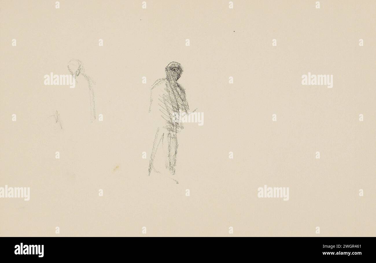 Stehender Mann, 1865 - 1913 Seite 63 Recto aus einem Skizzenbuch mit 65 Blättern. Papier. Kreide erwachsener Mann. Stehende Figur Stockfoto