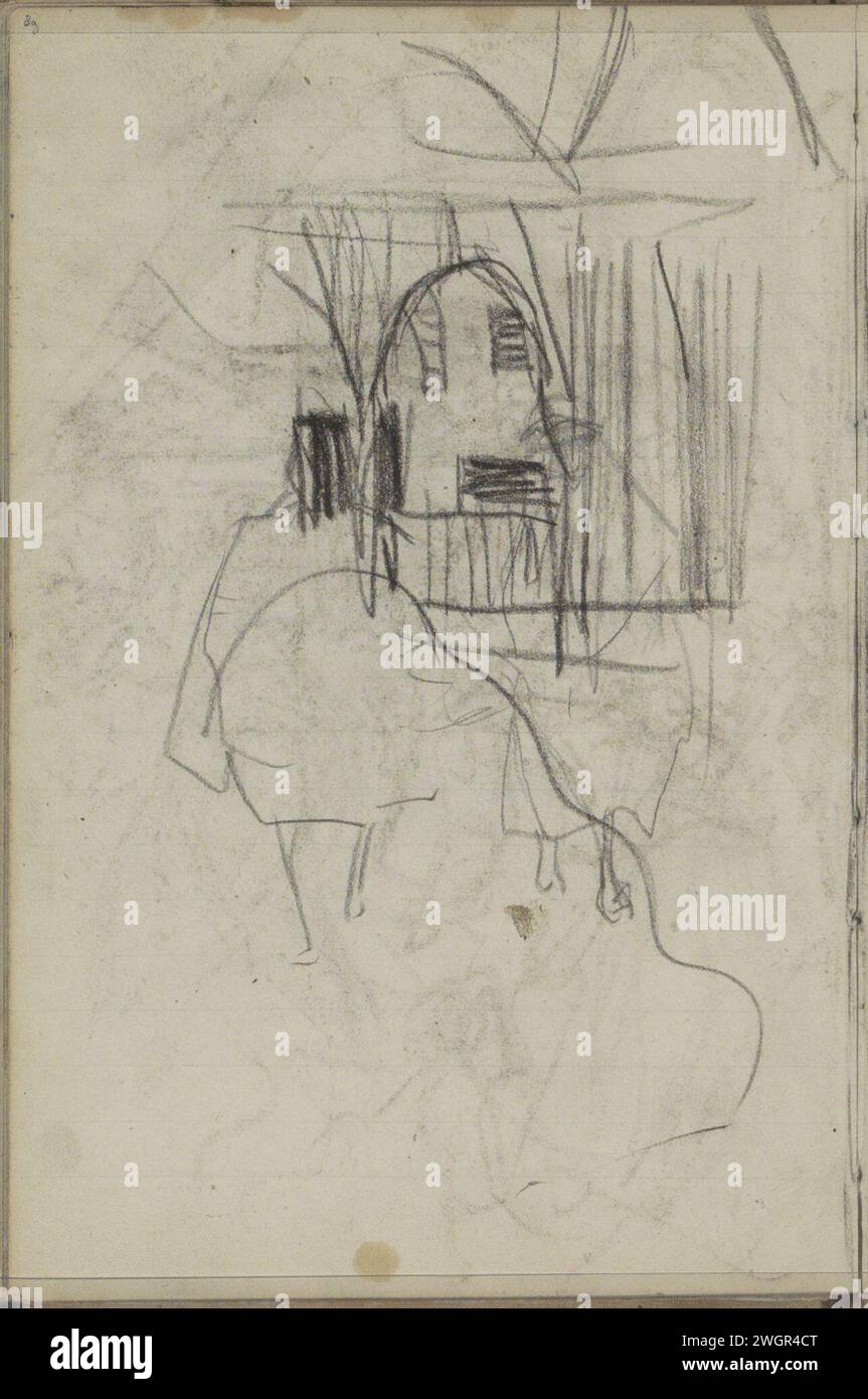 Architekturstudie und zwei Figuren, 1888 Seite 89 aus einem Skizzenbuch mit 58 Blättern. Istanbul Kreidearchitektur. Anatomie (nicht medizinisch) Stockfoto