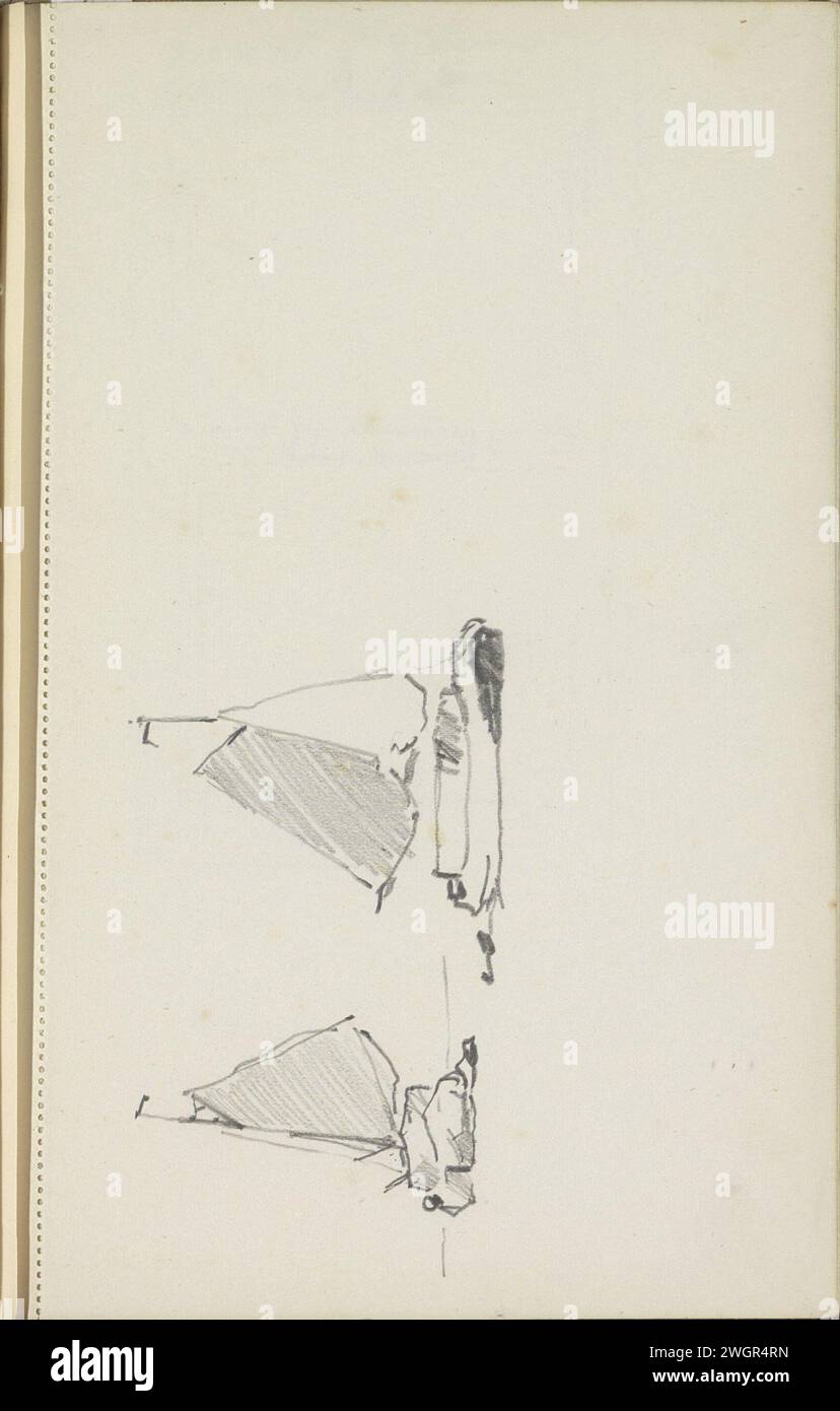 Zwei Segelboote, 1890 - 1946 Leaf 47 Recto aus einem Skizzenbuch mit 50 Blättern. Papier. Bleistift-Segelschiff, Segelboot Stockfoto