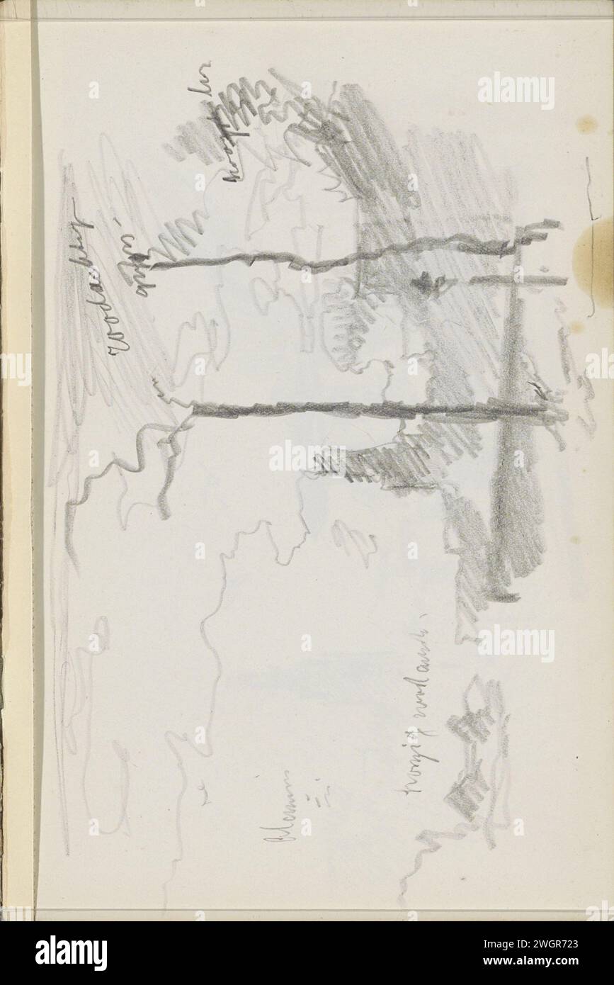 Landschaft mit Bäumen, 1890 - 1946 Seite 69 Recto aus einem Skizzenbuch mit 75 Blättern. Papier. Bleistiftlandschaften Stockfoto