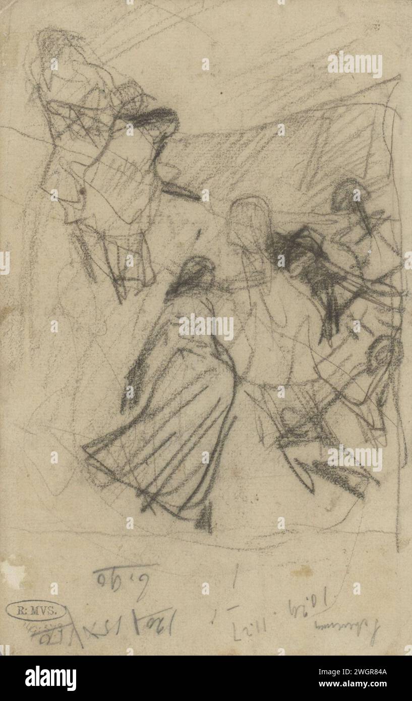 Figurenstudien, 1895 zeichnen möglicherweise nur Frauen. Das Haager Papier. Kreide Erwachsene Frau (+ Rückansicht) Stockfoto