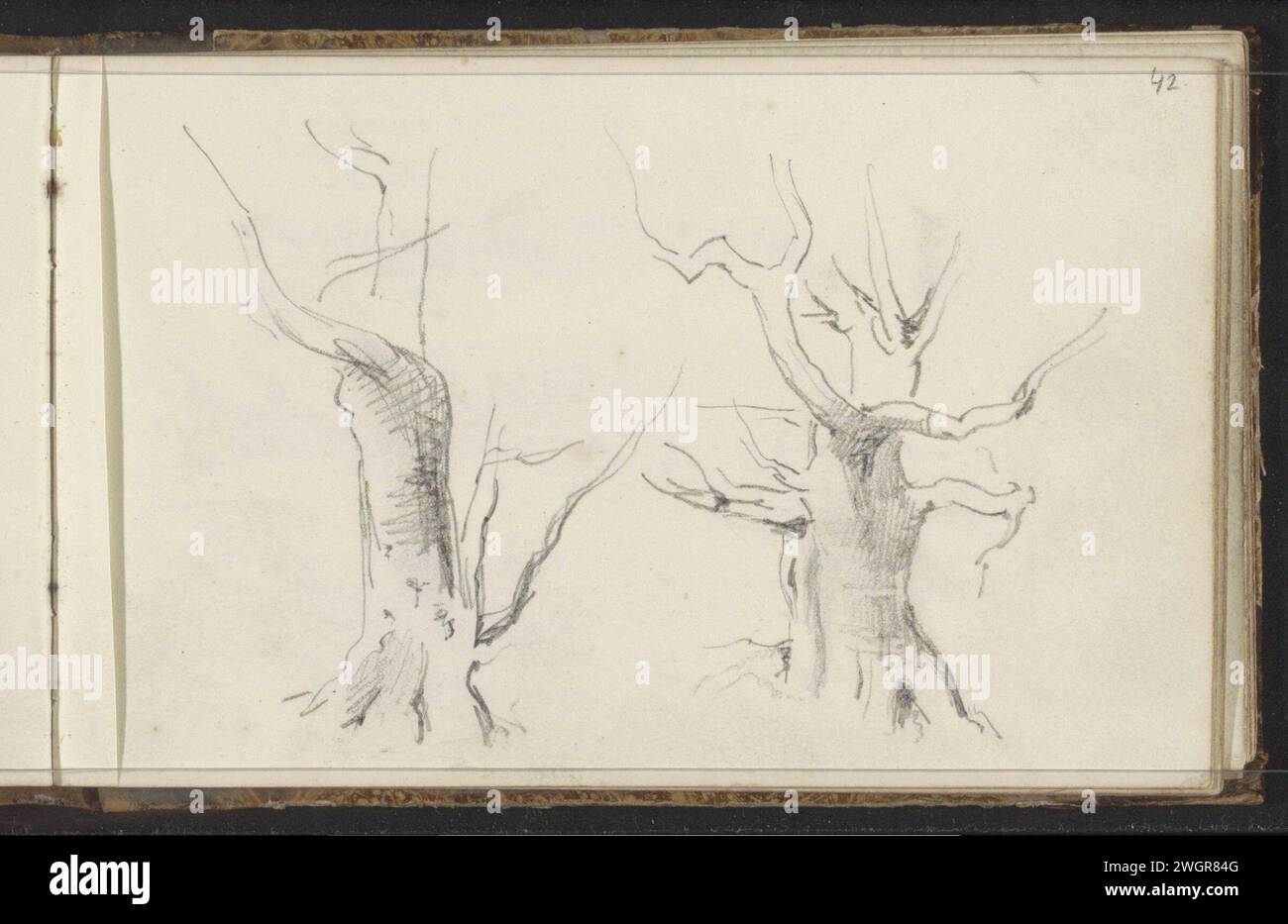 Trees, 1819 - 1849 Seite 42 Recto aus einem Skizzenbuch mit 60 Blättern. Papier. Bleistiftbäume Stockfoto
