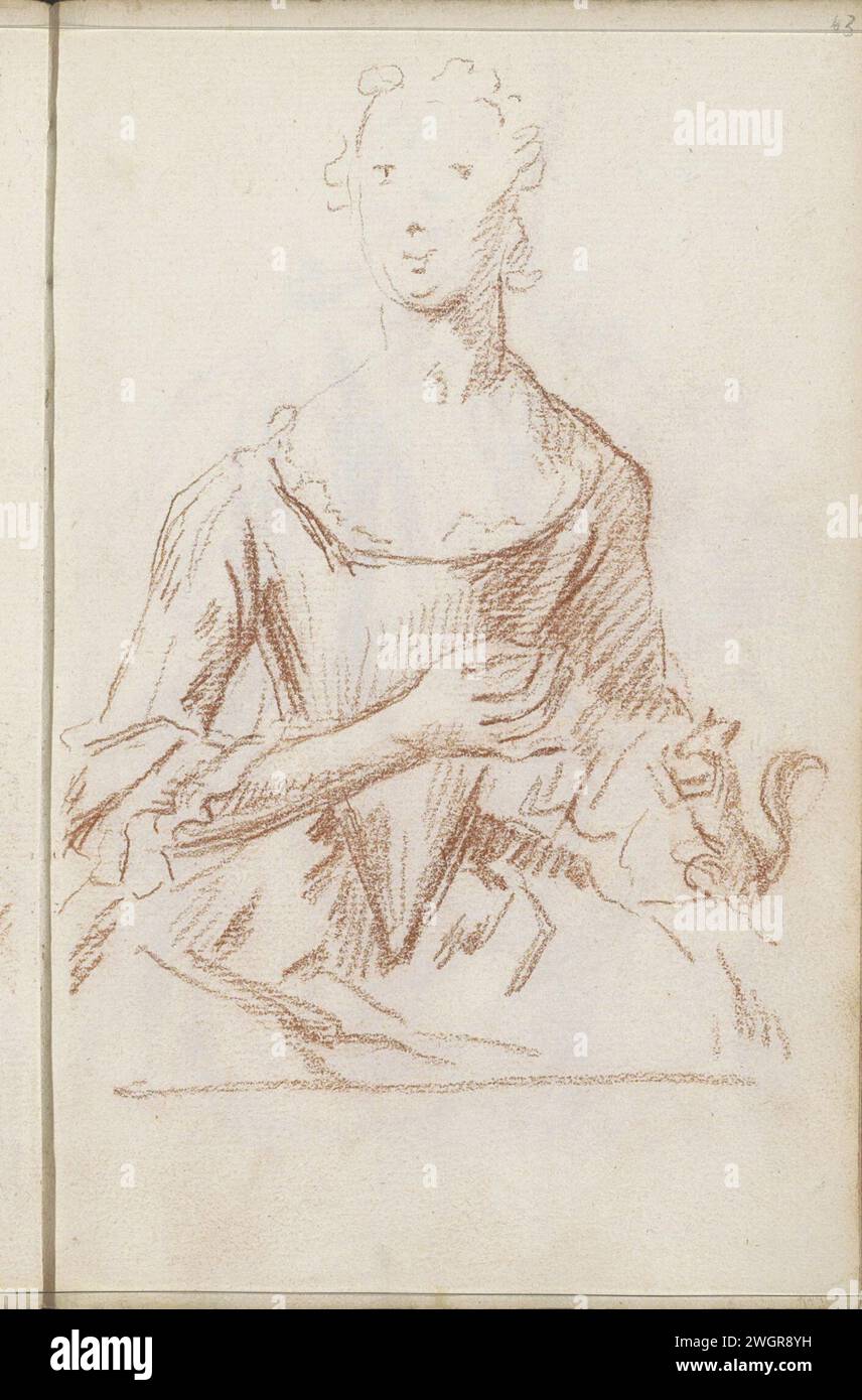 Frauenhand vor der Brust, 1710 - 1772 Seite 63 Recto aus einem Skizzenbuch mit 105 Blättern. Papier. Kreidearm oder Hand vor der Brust gehalten Stockfoto