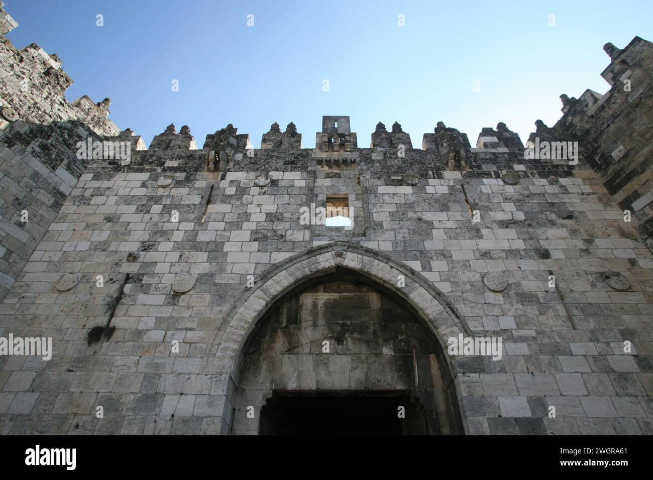 Damaskus-Tor in der Altstadt von Jerusalem, Israel Stockfoto