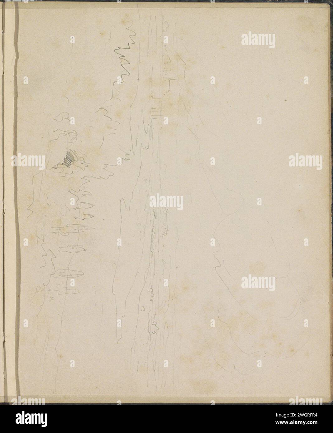 Querformat, 1841 - 1853 Seite 63 Recto aus einem Skizzenbuch mit 87 Blättern. Papier. Bleistiftlandschaften Stockfoto