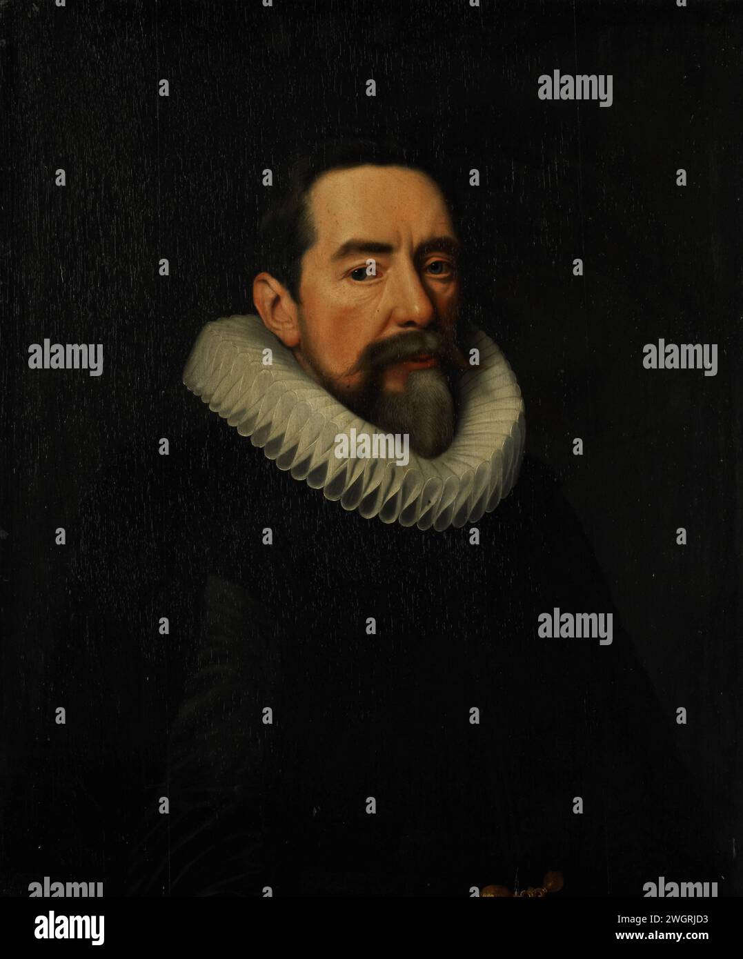 Porträt eines Mannes, Cornelis van der Voort, in oder nach ca. 1648 Gemälde Porträt eines Mannes, halb rechts, eine Falte um den Hals. Bereich. Ölfarbe (Farbe) Nackenrad  Kleidung (mit NAME). Anonyme historische Person porträtiert Stockfoto
