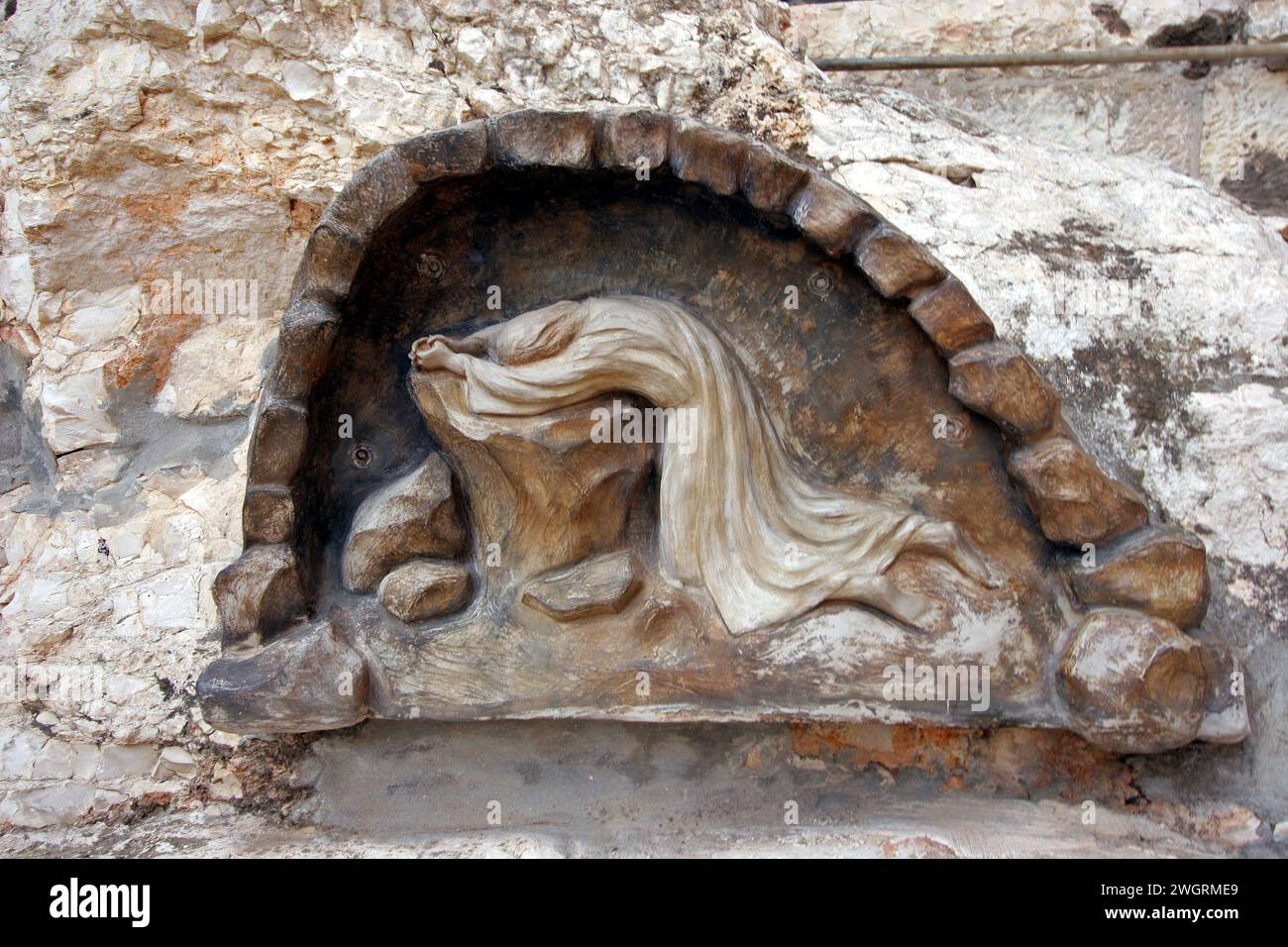 Christus in Getsemani, Basilika der Qualen oder Kirche aller Völker im Garten Getsemani, Jerusalem, Israel Stockfoto
