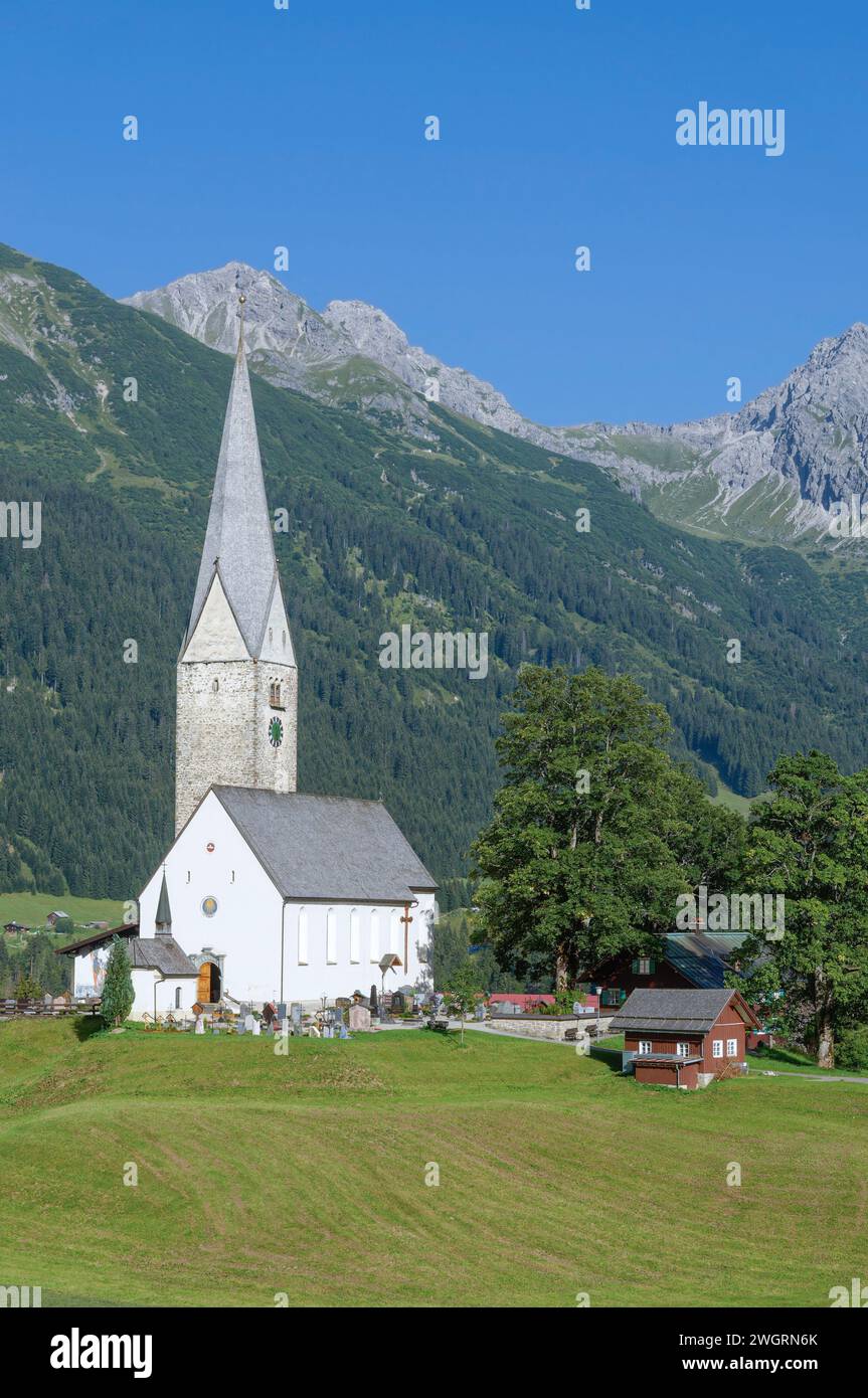 Dorf Mittelberg im Kleinwalsertal, Vorarlberg, Österreich Stockfoto