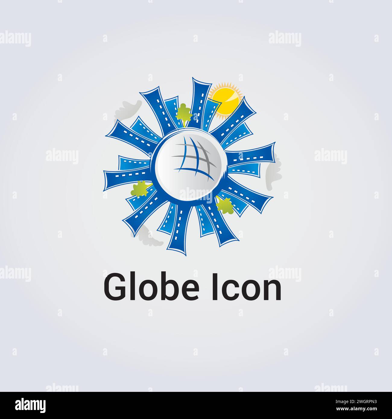 Planet Globe Earth Icon Logo Design Runde Kreiselelemente Bunt Stock Vektor