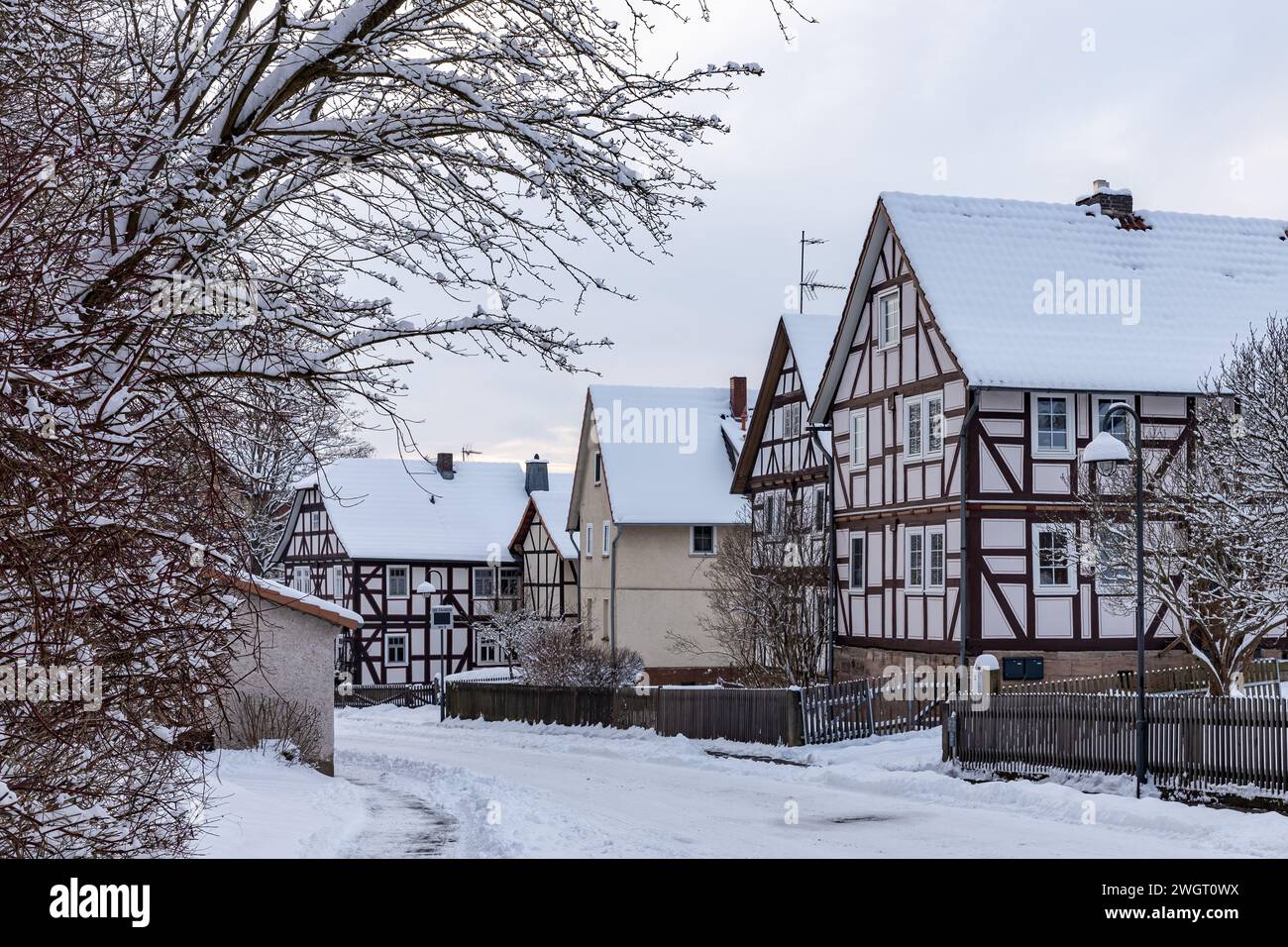 Die historischen Häuser von Herleshausen in Hessen Stockfoto