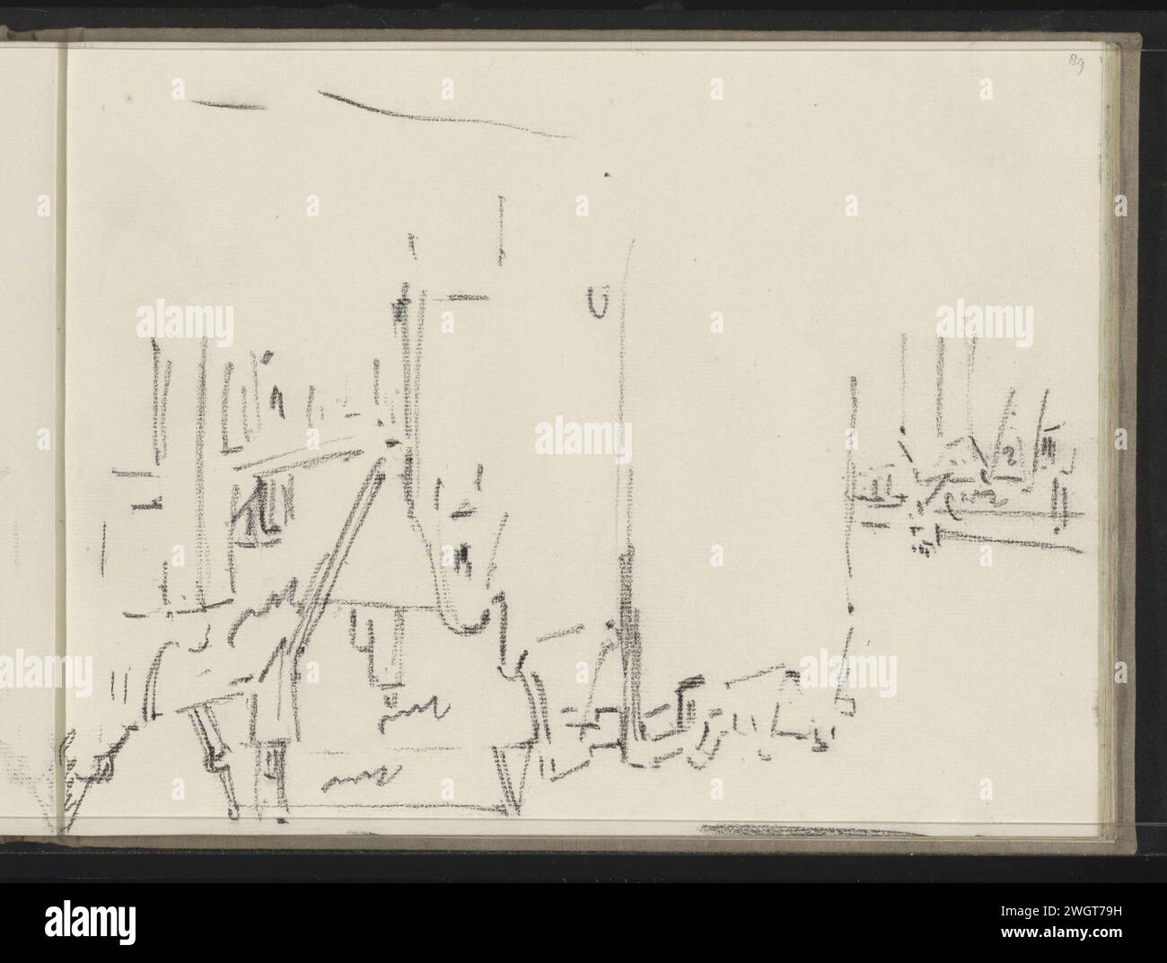 Gebäude, 1901 - 1907 Seite 89 aus einem Skizzenbuch mit 72 Blättern. Amsterdam Papier. Kreidestraße. Städtische Architektur; Gebäude; Wohnungen Amsterdam Stockfoto