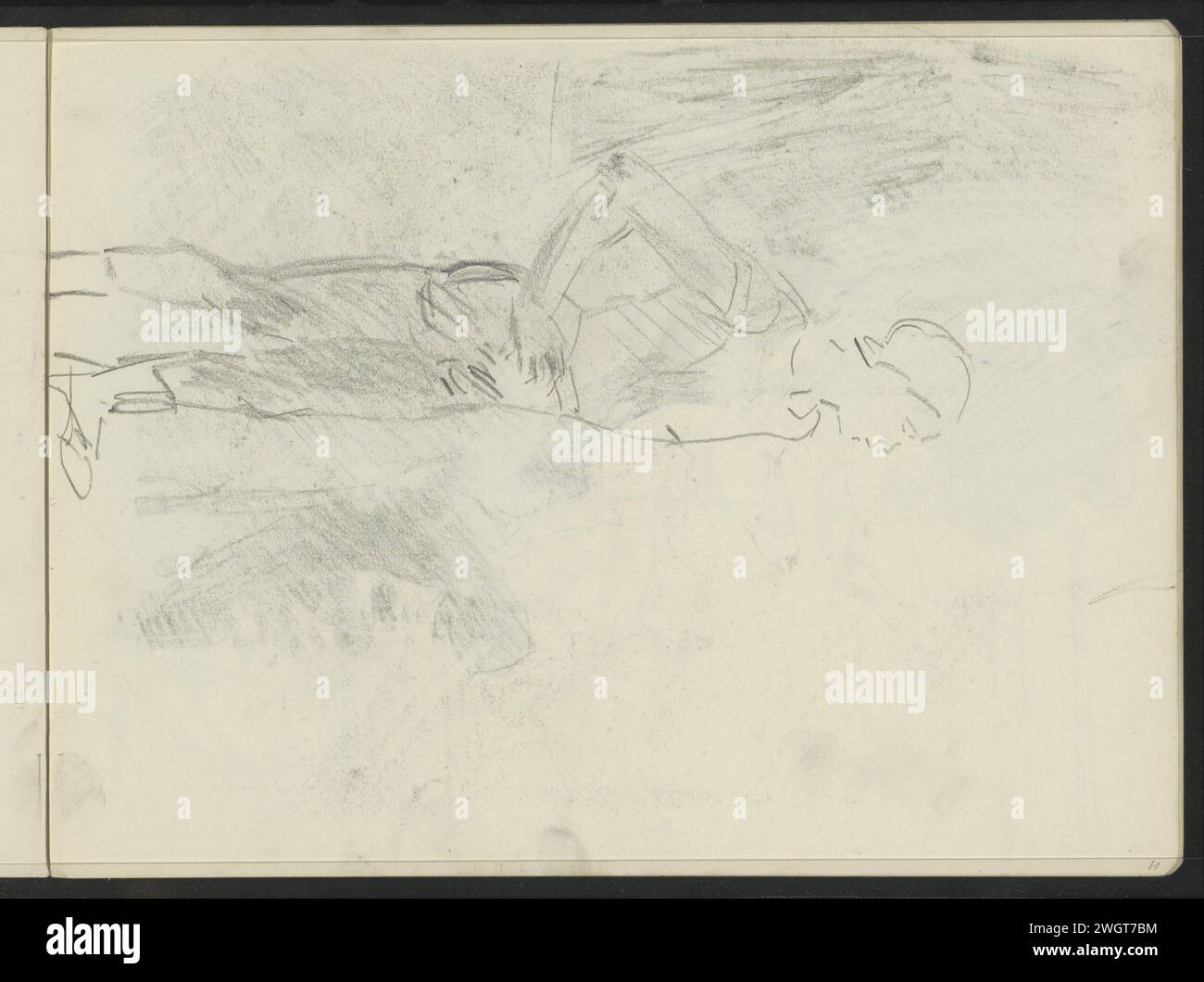 Stehender Mann mit einer Hand in der Seite, ca. 1915 - 1934 Blatt 11 Recto aus dem Skizzenbuch XVI mit 32 Blättern. Das Haager Papier. Bleistift Erwachsener Mann (+ stehend). Hand auf der Hüfte Stockfoto