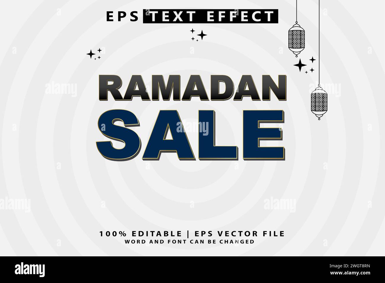 Ramadan Sale 3D traditioneller Premium-Vektor im Cartoon-Stil mit bearbeitbarem Texteffekt Stock Vektor