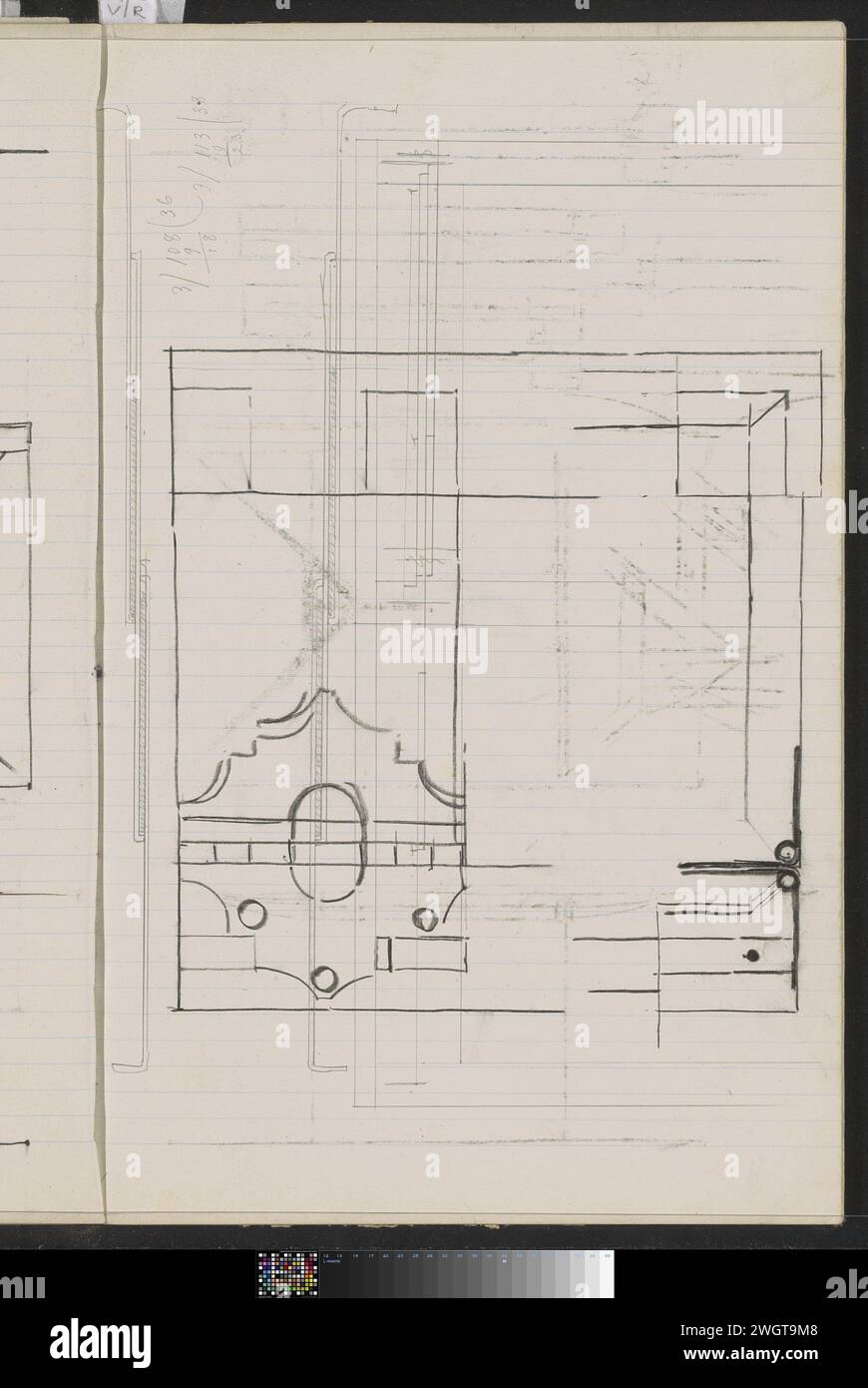 Architekturstudie, ca. 1901 Seite 63 Recto aus einem Skizzenbuch mit 79 Blättern. Kreide. Bleistiftarchitektur Stockfoto