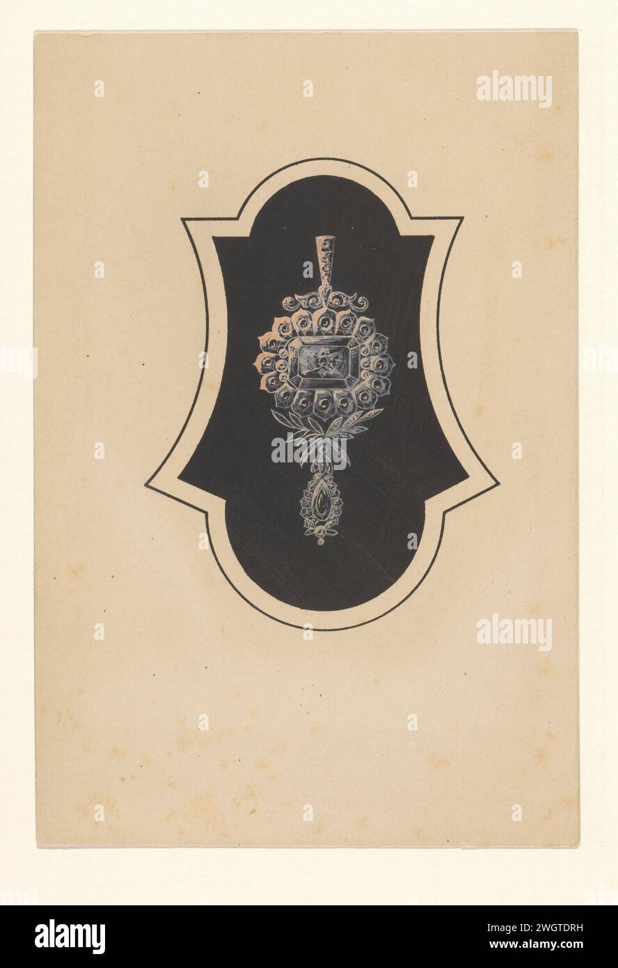 Entwurf für einen Anhänger, J. H. Hellweg, ca. 1800 - ca. 1899 Zeichenpapier. Tinte. Deckfarbe Stift / Pinsel während, Trinket, „Charm“ Stockfoto