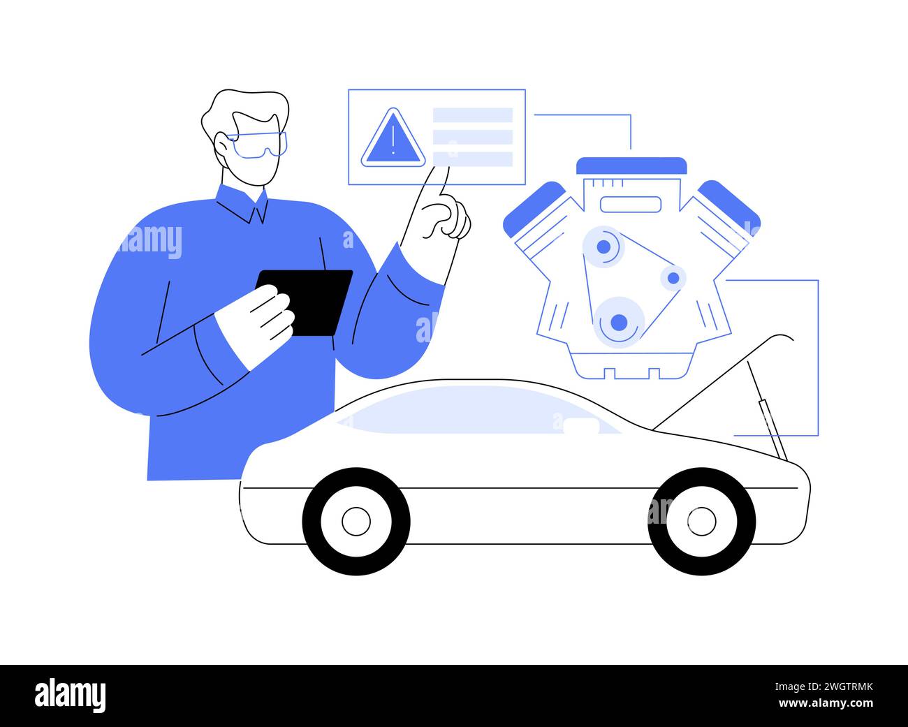AR in Reparatur und Wartung isolierte Karikaturvektorabbildungen. Stock Vektor