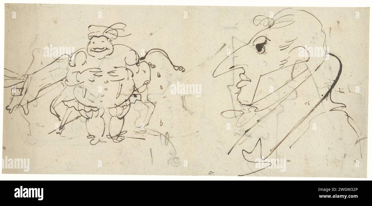 Die Karikatur, Carle Vernet, 1768 - 1836 Zeichenpapier. Tintenstift Karikaturen (menschliche Typen) Stockfoto