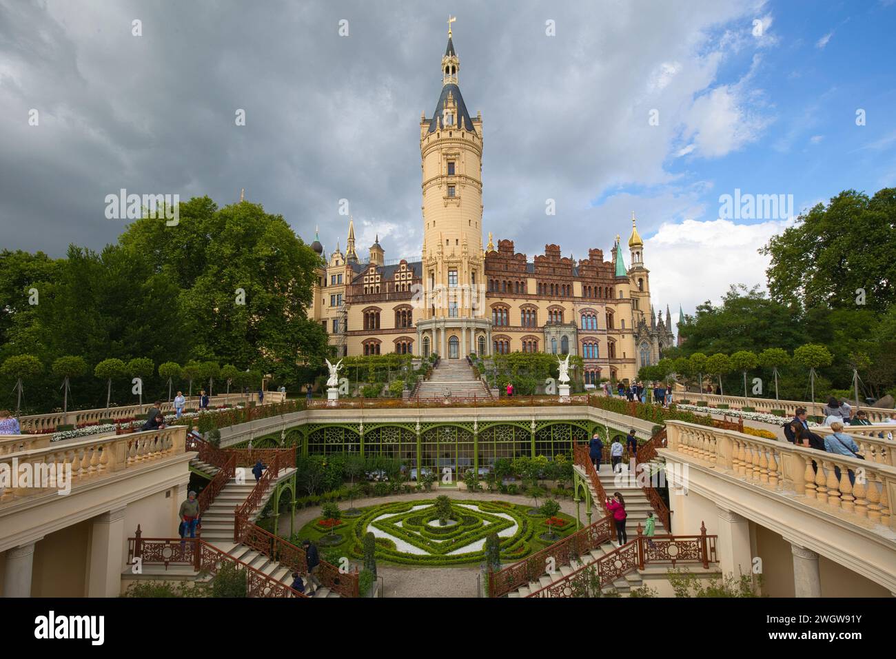 Deutschland, Mecklenburg-Vorpommern, Schwerin - 26. Juli 2023: Die Orangerie des Schweriner Schlosses. Stockfoto