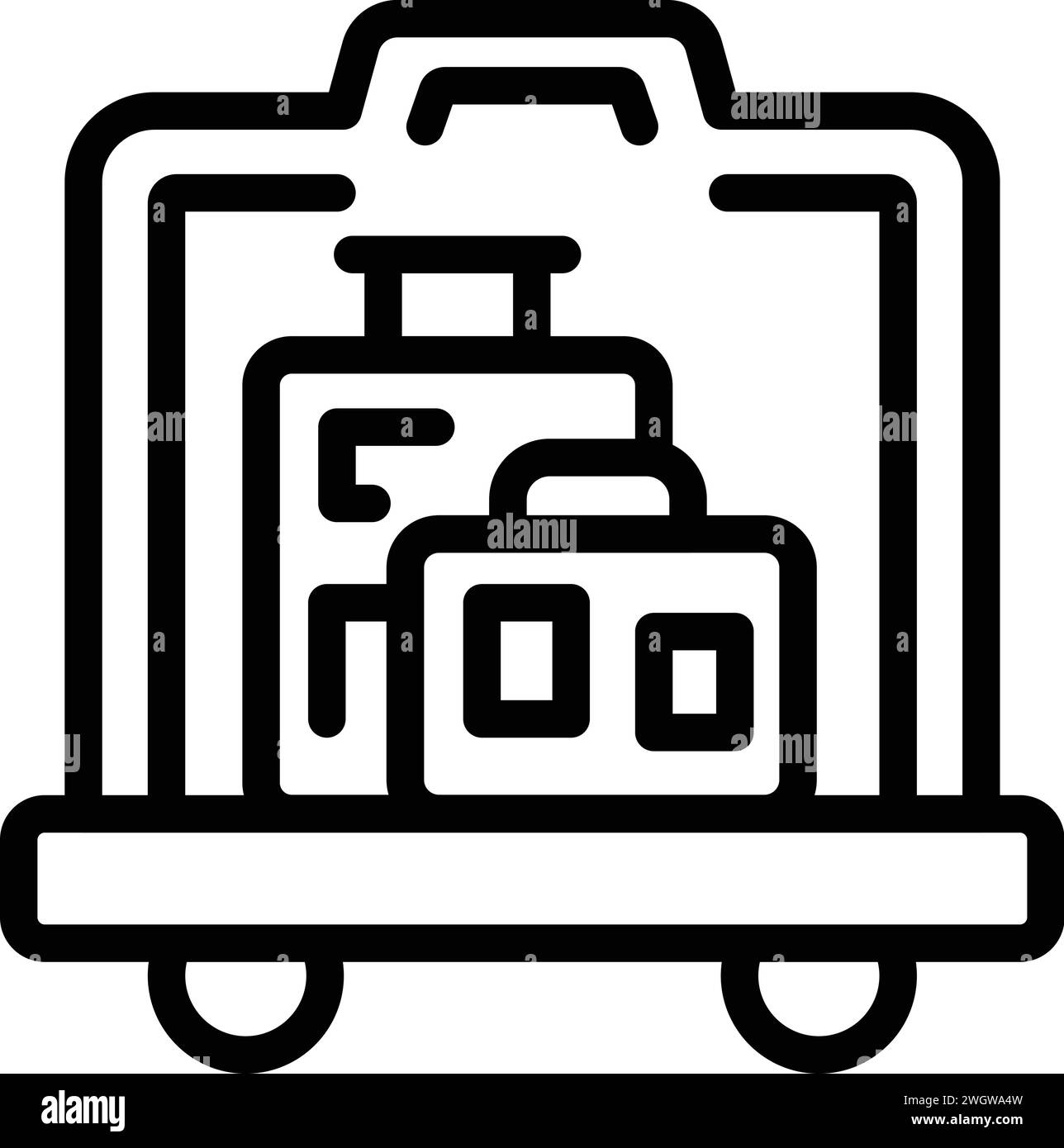 Reise Flughafen Kartentaschen Symbol Umrissvektor. Ausrüstung Tier. Gepäckflugzeug Stock Vektor