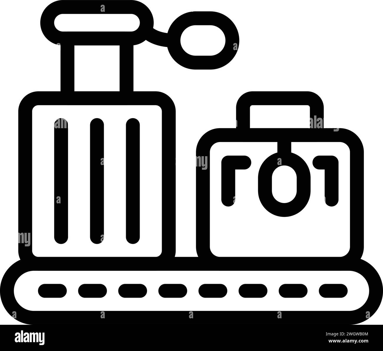 Flughafen Line Bags Symbol Umrissvektor. Tag-Bewegung. Etikettenstempel schlank Stock Vektor