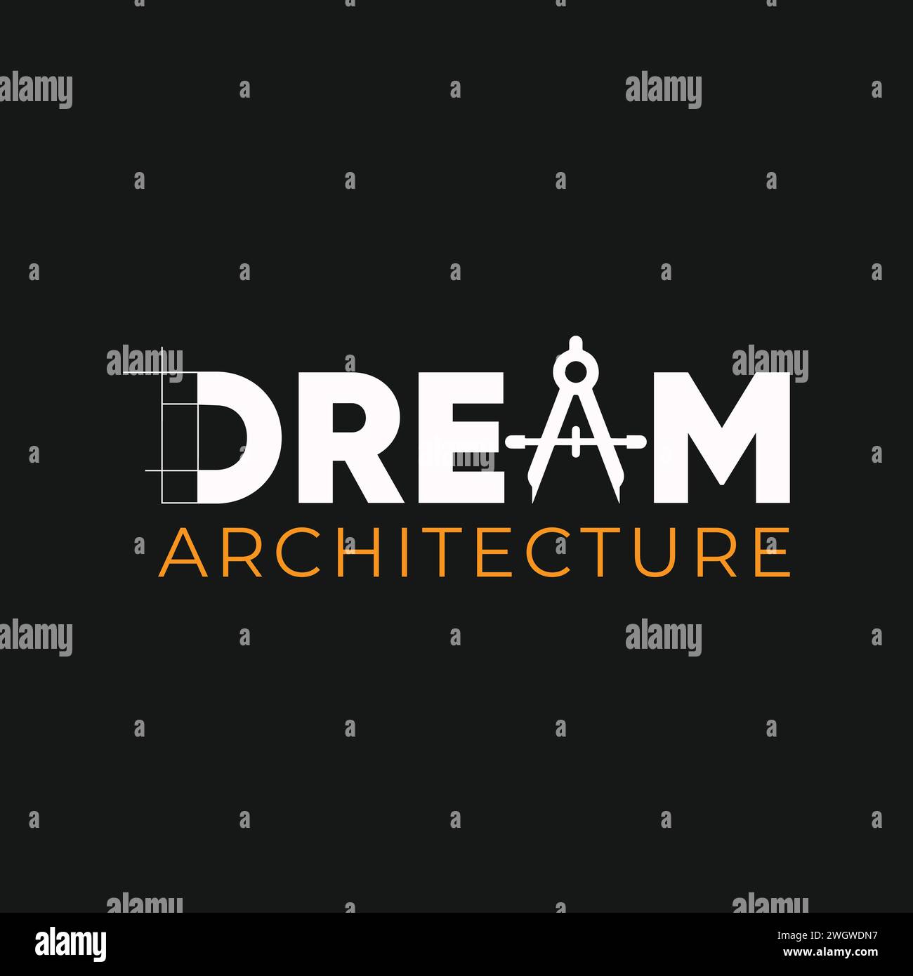 Dream Architecture Logo kreatives Konzept für das Bauen. Modernes Architekt-Logo. Architekturelement Kompass und Skizzenkonzept. Stock Vektor