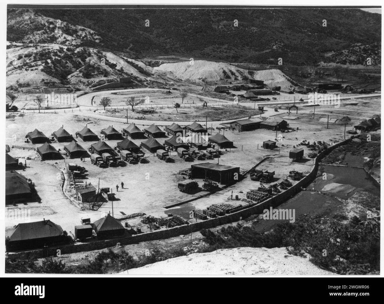 Heeresbasis in Korea (Koreakrieg, 1951). Stockfoto