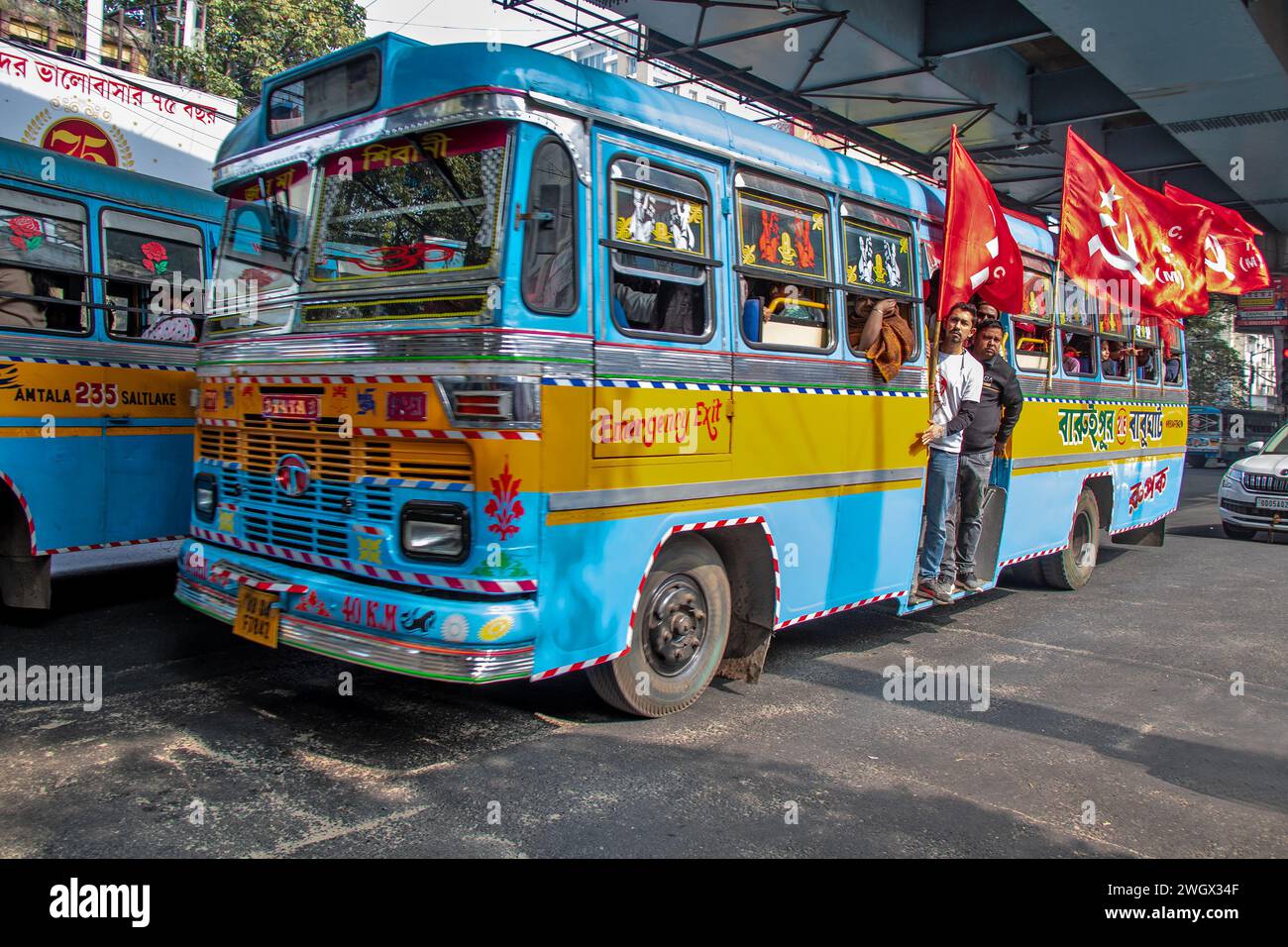 Kolkata West Bengalen, Indien, 7. Januar 2024: Insaaf Brigade, die von der CPIM Youth Wing Democratic Youth Federation of India (DYFI) einberufen wurde. Stockfoto