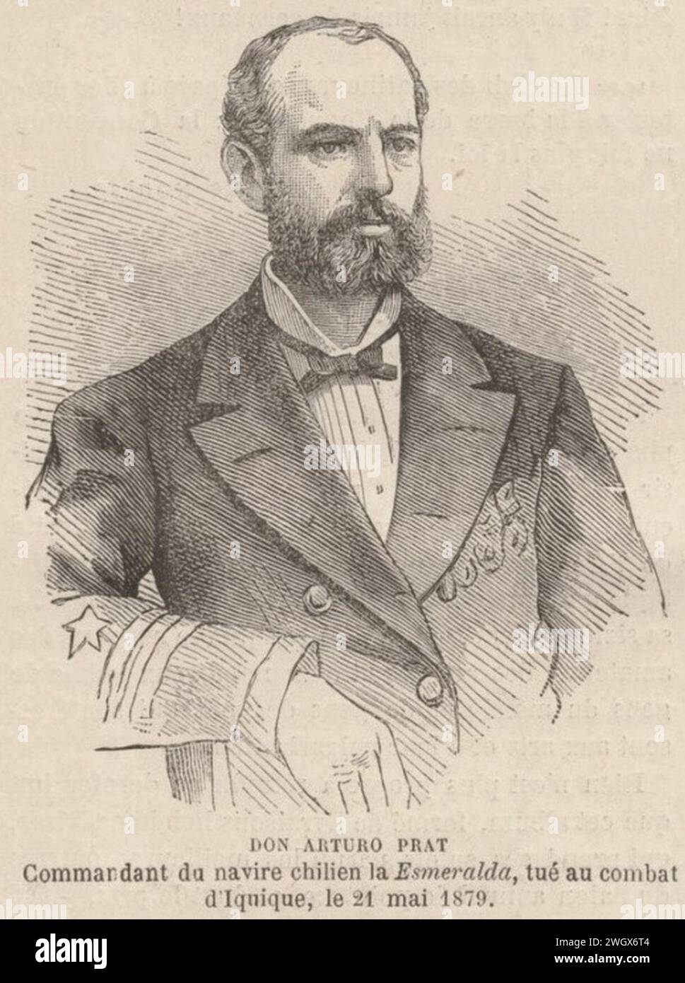 Arturo Prat - Le Monde illustré - 26 Juillet 1879. Stockfoto
