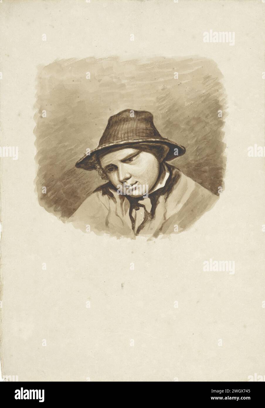 Manskop, Pieter van Loon, 1811 - 1873 Zeichenpapierbürste Stockfoto