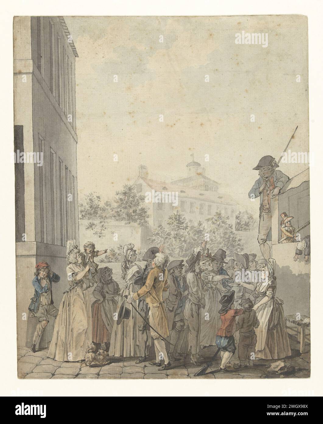 Puppenspiel auf einem Platz, Nicolas Antoine Taunay, 1765 - 1830 Zeichenpapier. Deckfarbe. Pinsel-/Stiftpuppe und Marionettenshow Stockfoto