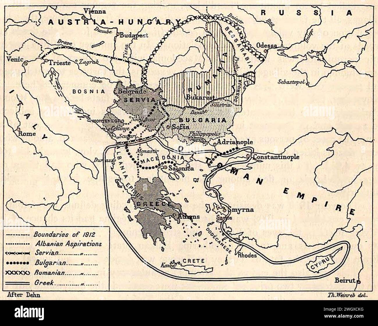 Bestrebungen Balkan 1912. Stockfoto