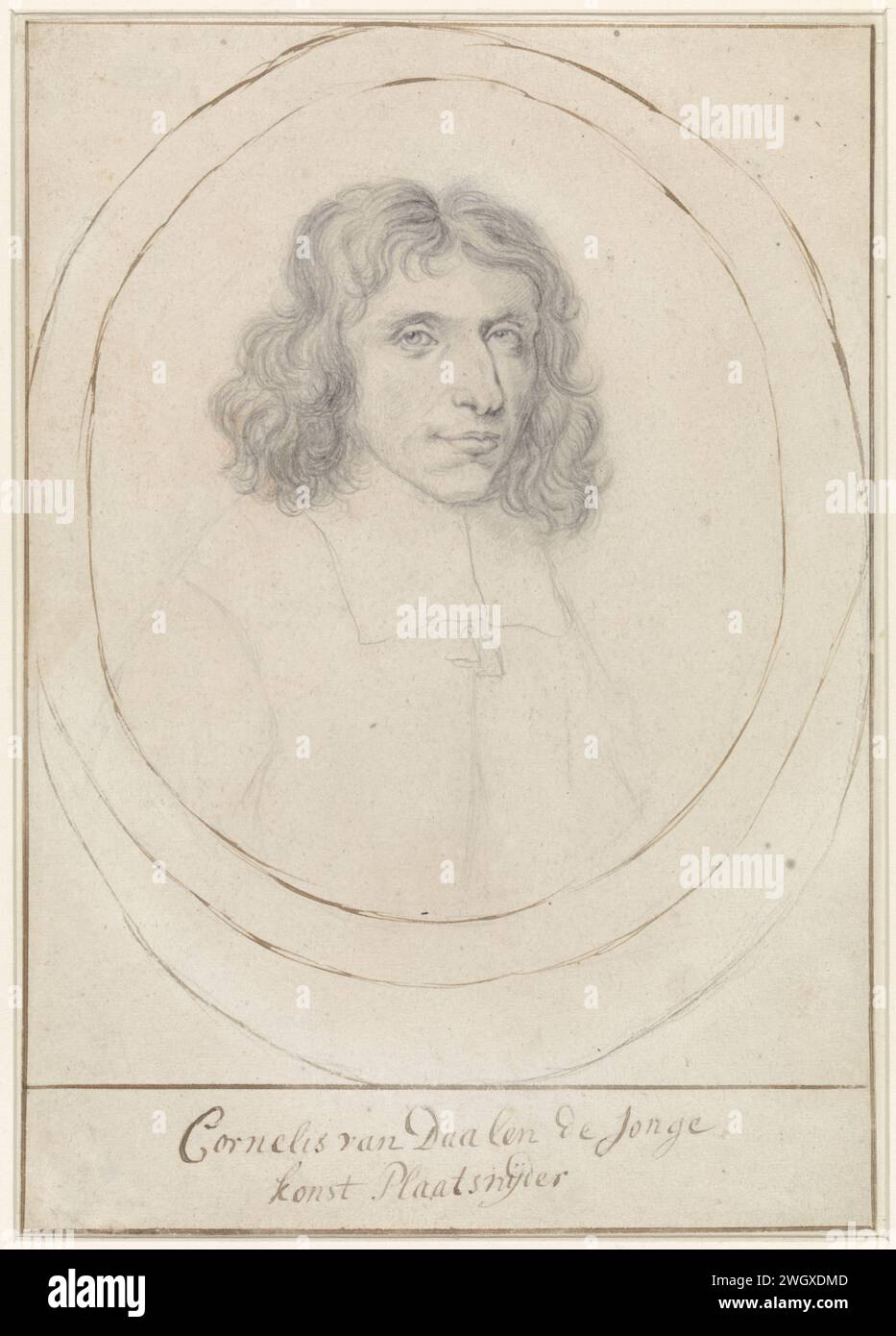 Porträt von Cornelis van Dalen II., Anonym, 1660 - 1700 Zeichenpapier. Tinte. Bleistiftstift historische Personen. Porträt, Selbstporträt des Zeichners. Porträt, Selbstporträt des Malers. Porträt, Selbstporträt des Künstlers Stockfoto