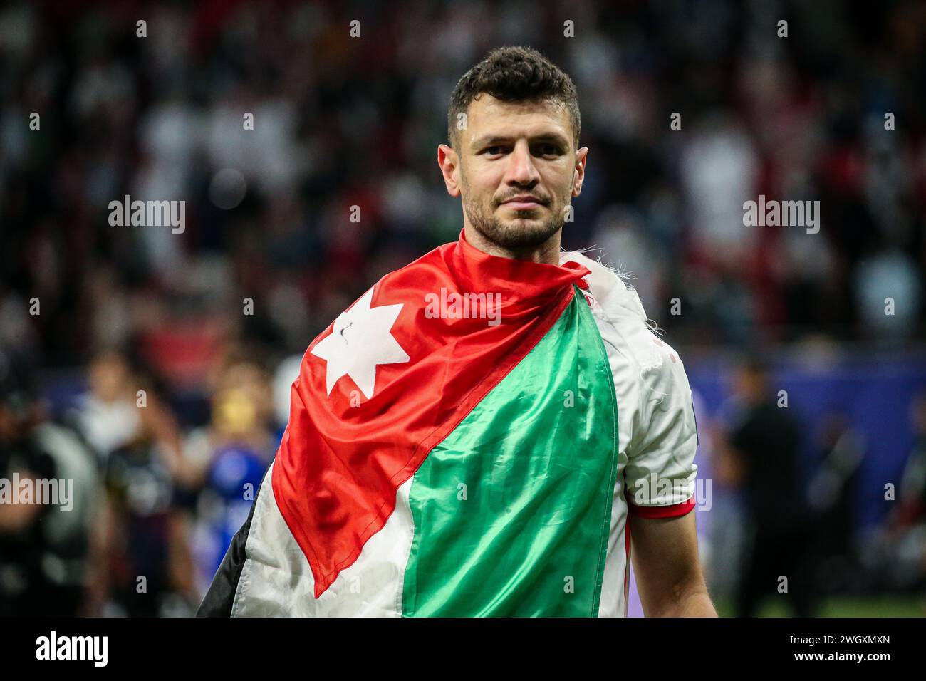 Doha, Katar, 6. Februar 2024, AFC Asian Cup Katar 2023 Halbfinale: Jordanien 2-1 Südkorea, Bild: Joran-Spieler feiern nach dem Spiel. Stockfoto