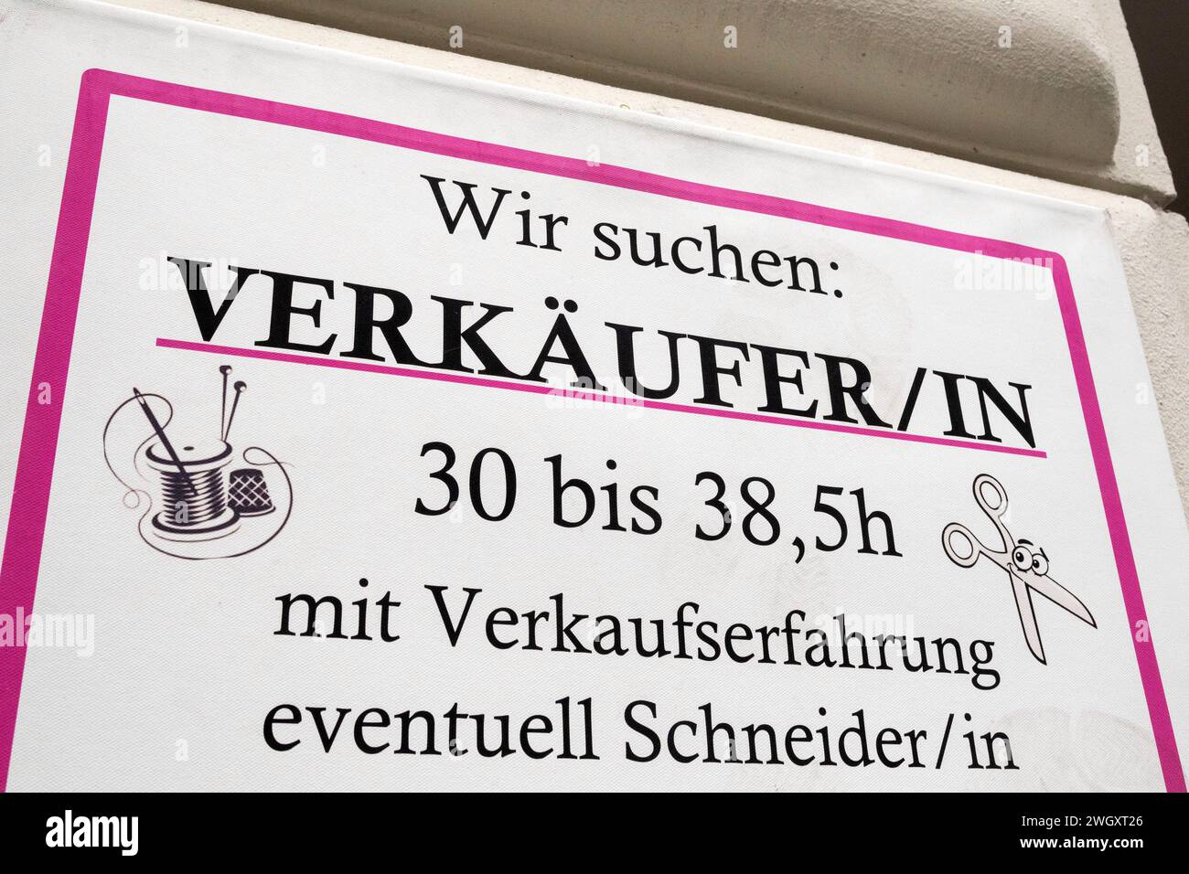 Arbeitsmarkt, Wir Suchen Verkäufer Stockfoto