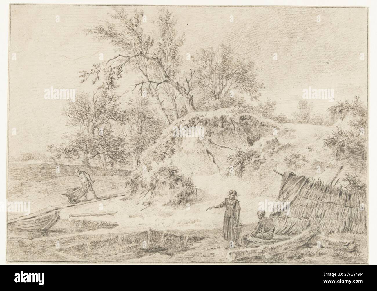 Der Zanderij des Herrn Hoopen, Pieter Pietersz. Friseur, ca. 1759 - 1842 Zeichenpapier. Kreide Dünen (Meer nicht sichtbar); in den Dünen Haarlem Stockfoto