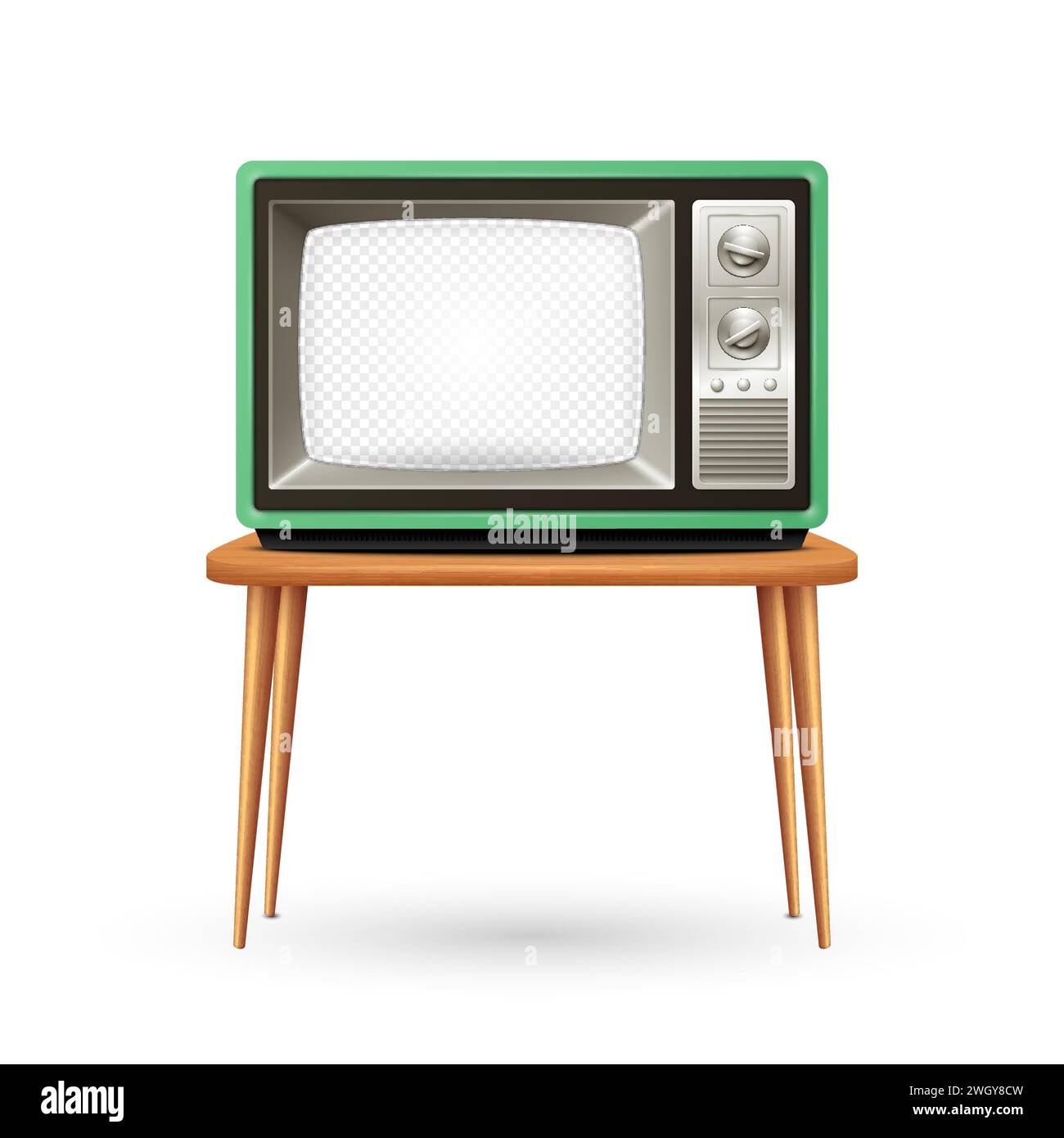 Vector 3D Realistic Retro TV Set isoliert. Home Interior Design-Konzept mit Vintage-Fernseher in Vorderansicht. Klassischer Retro-TV-Receiver Stock Vektor
