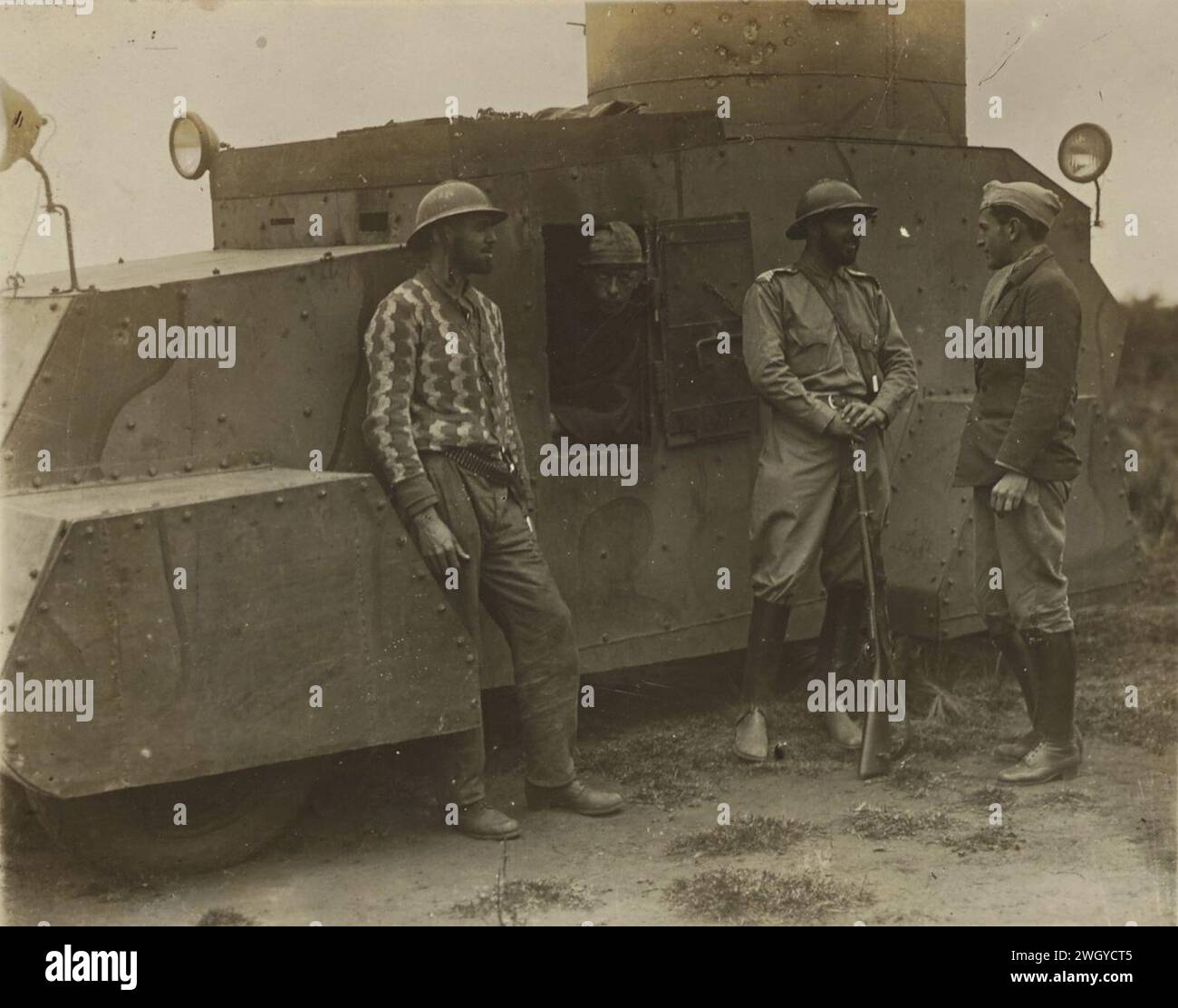 Autoblindado das tropas paulista em Gramadinho (Itapetininga-SP) na Revolução Constitucionalista de 1932. Stockfoto