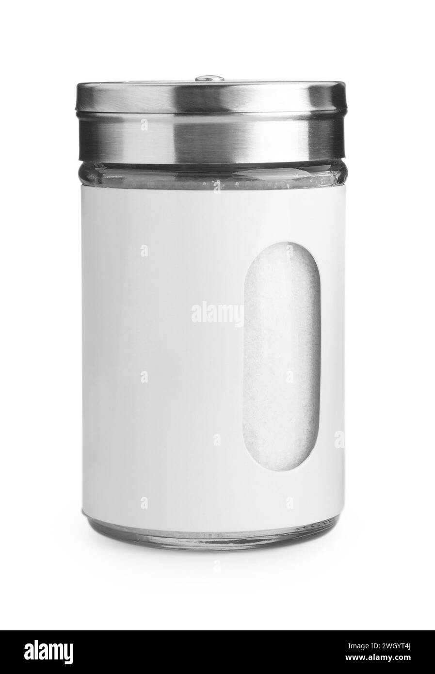Ein stilvoller Salzstreuer isoliert auf weiß Stockfoto